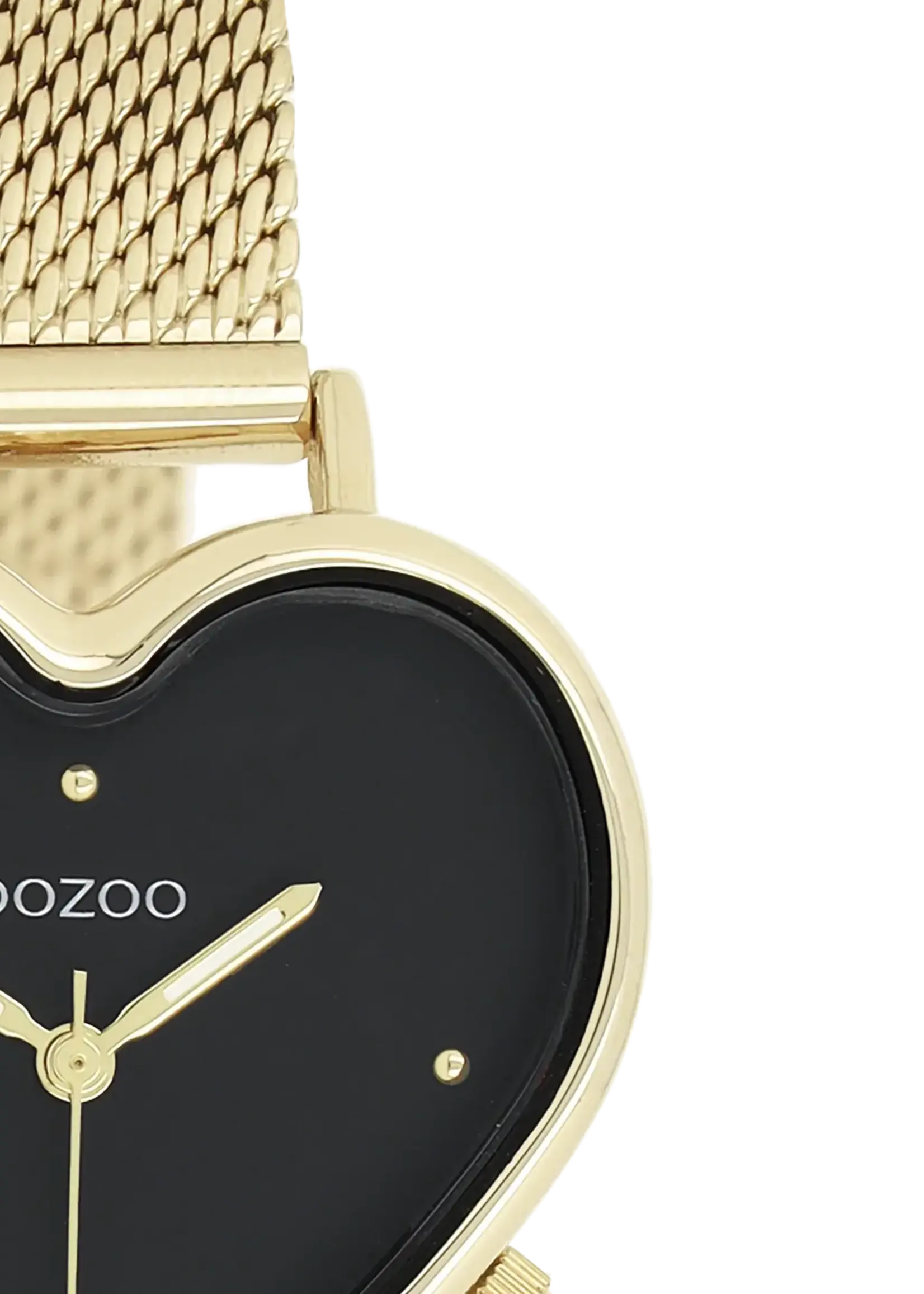 OOZOO OOZOO - Horloge goudkleurig met goudkleurige metalen mesh armband C11417