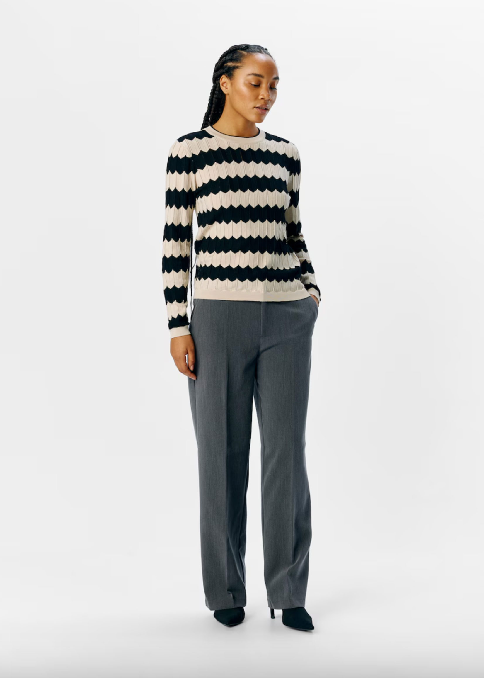 OBJECT OBJECT - Ebba knit pullover zand/zwart gestreept