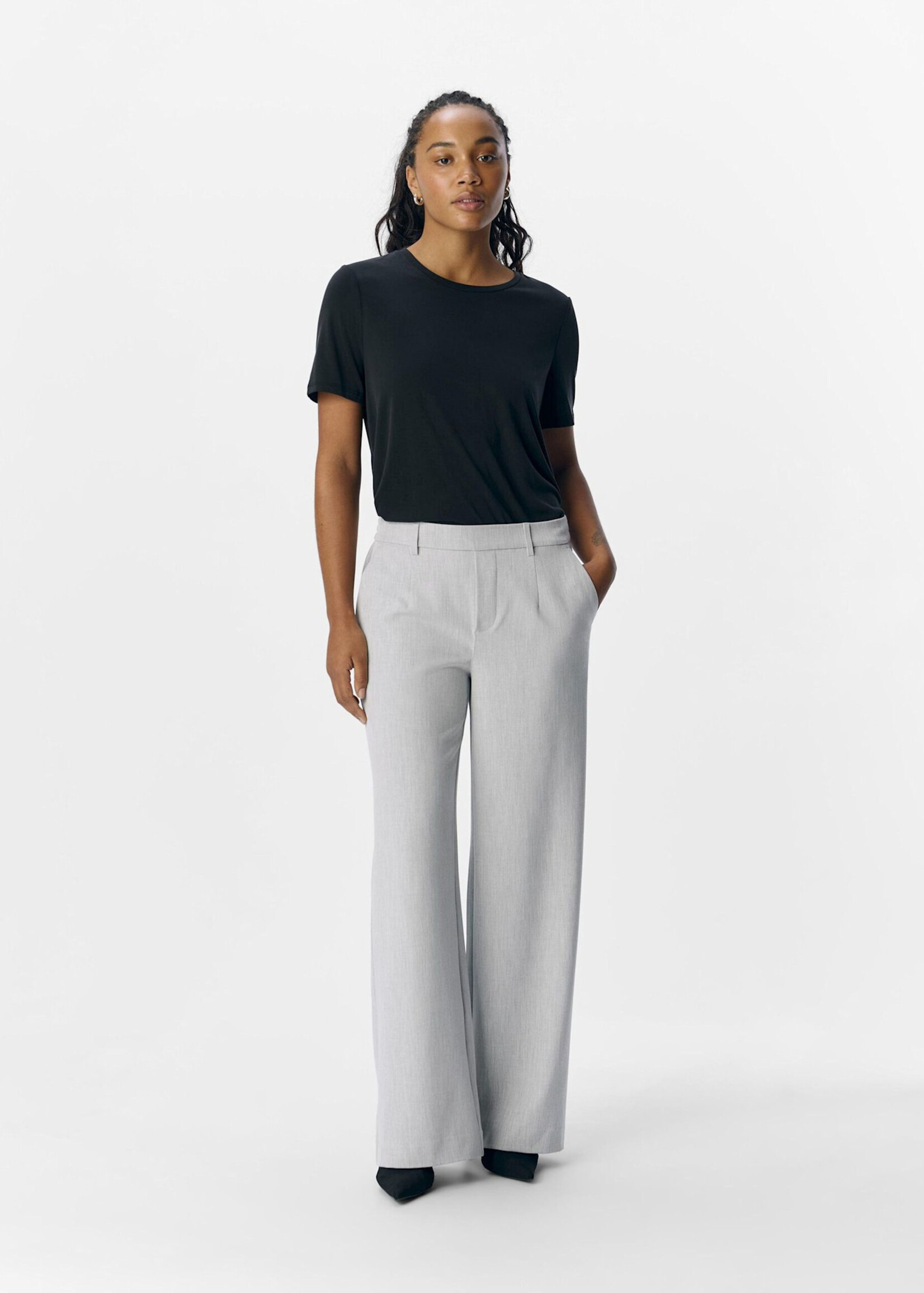 OBJECT OBJECT - Lisa wide pant light grey/melange