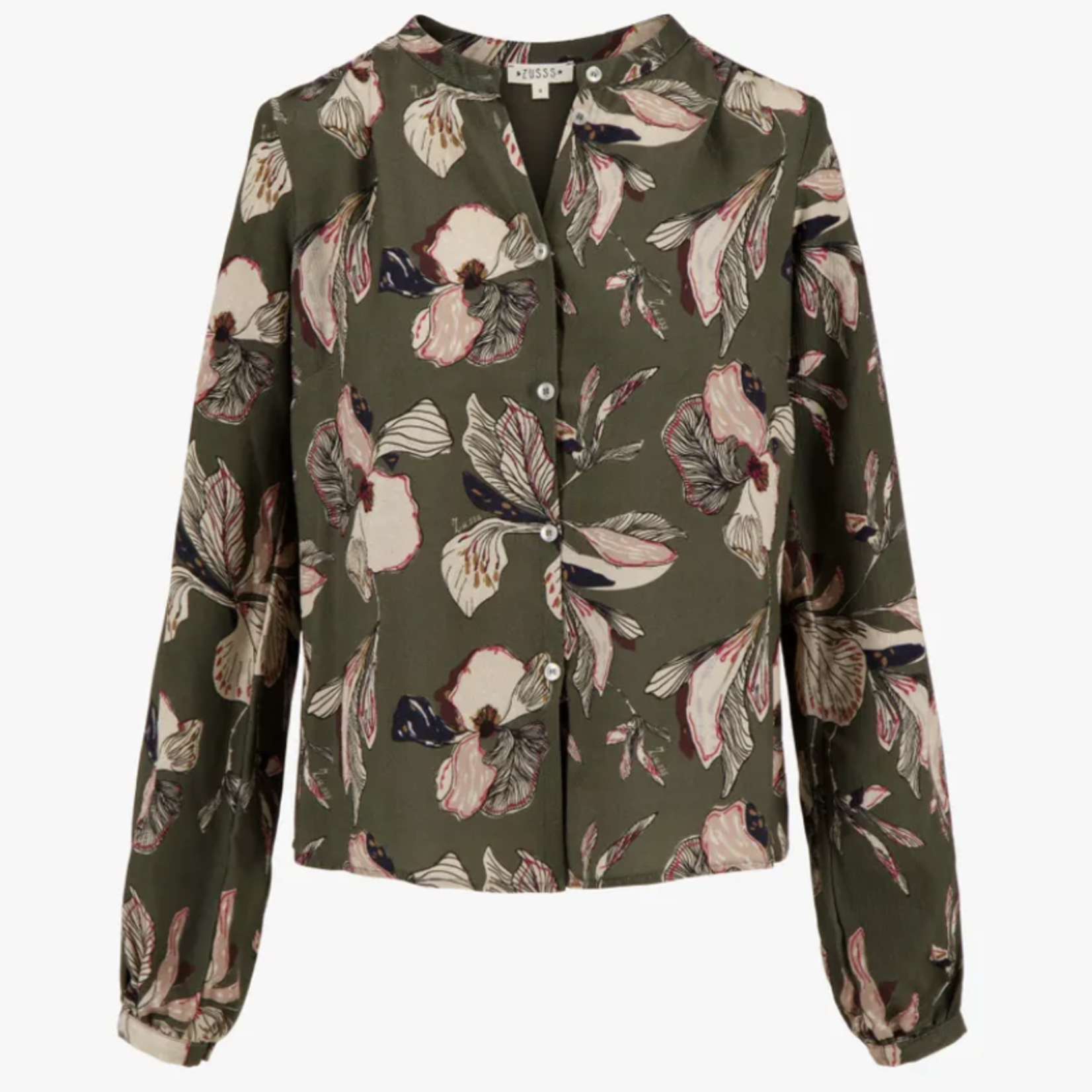 ZUSSS ZUSSS - Blouse met iris bloemen print donkergroen