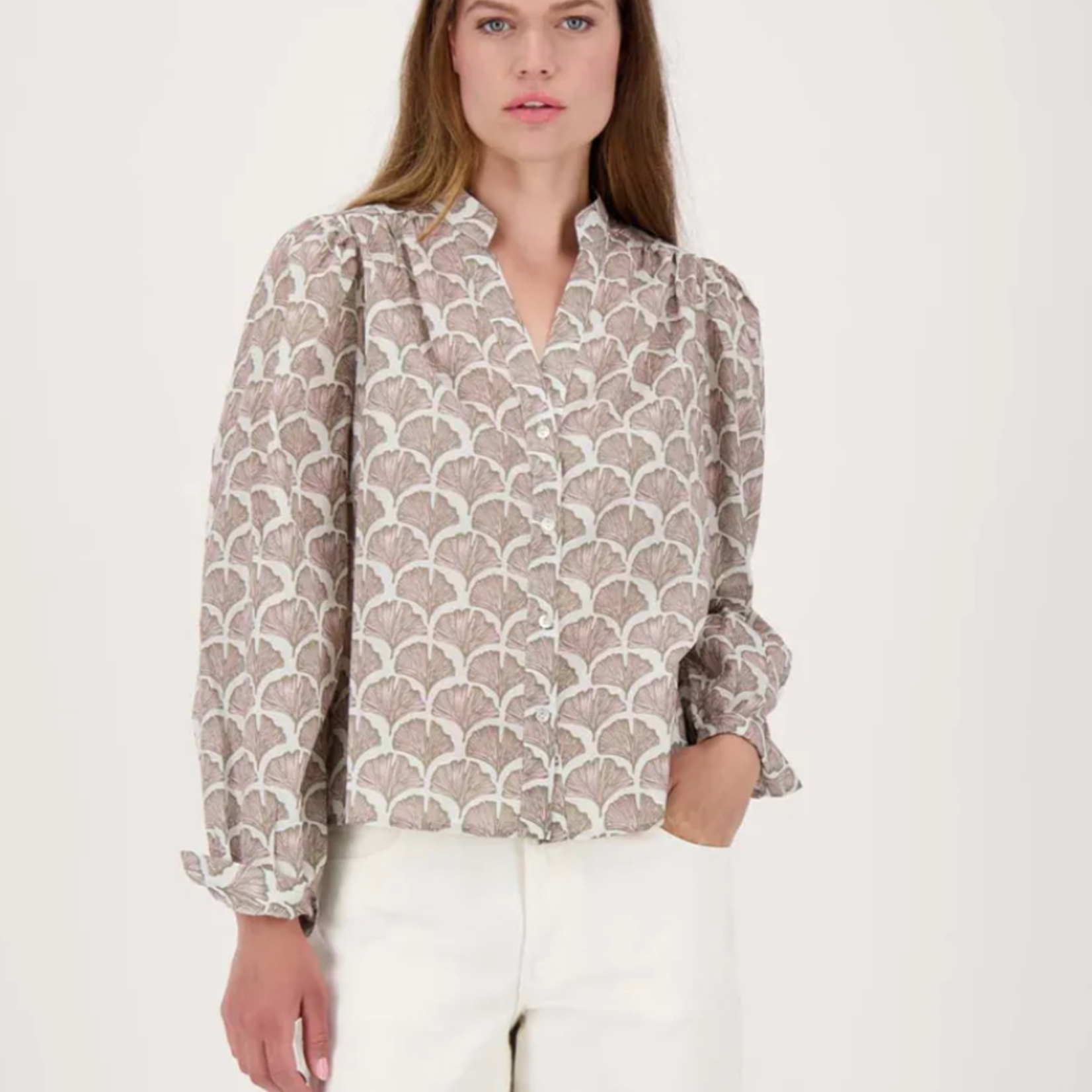 ZUSSS ZUSSS - Blouse lange mouw met print bloem multikleur MAAT XL