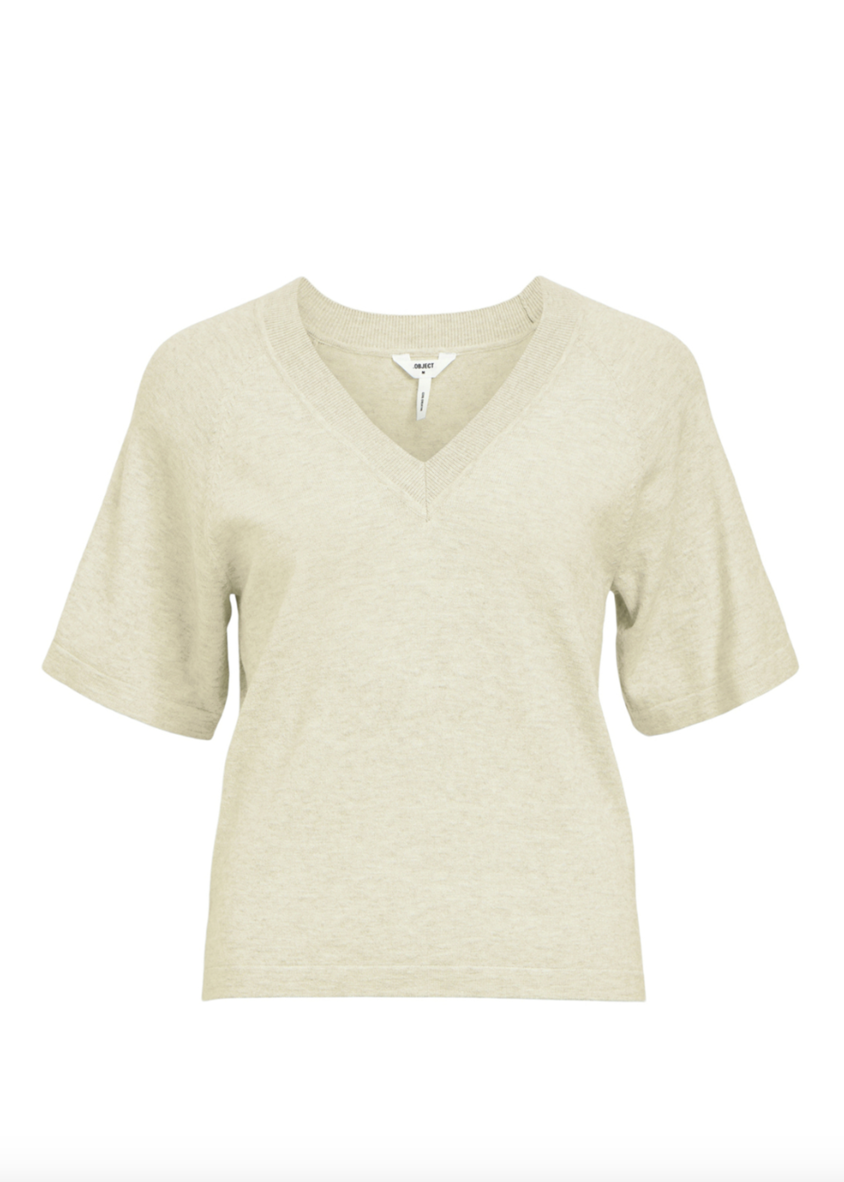 OBJECT OBJECT - Top Thess v-neck 2/4 gebreid beige
