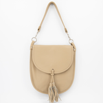 -- Crossbody tas Meghan echt leer, taupe
