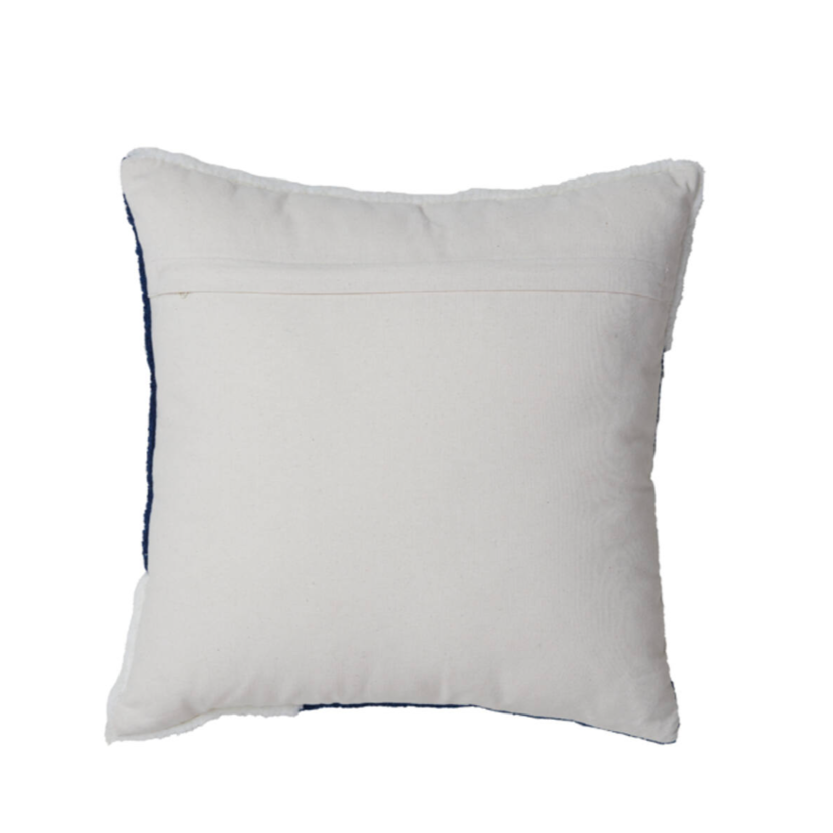 -- Kussen 45x45 cm  blauw+wit structuur