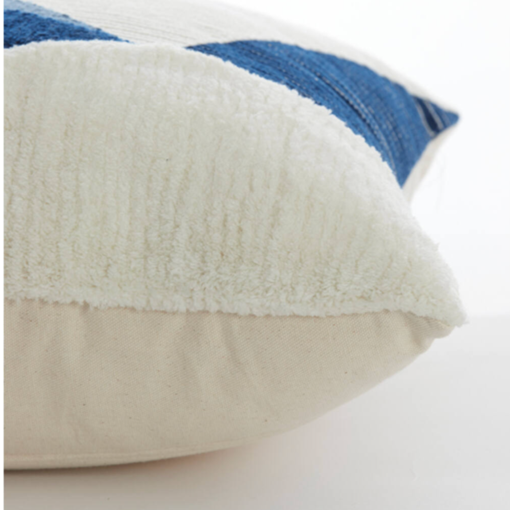 -- Kussen 45x45 cm  blauw+wit structuur