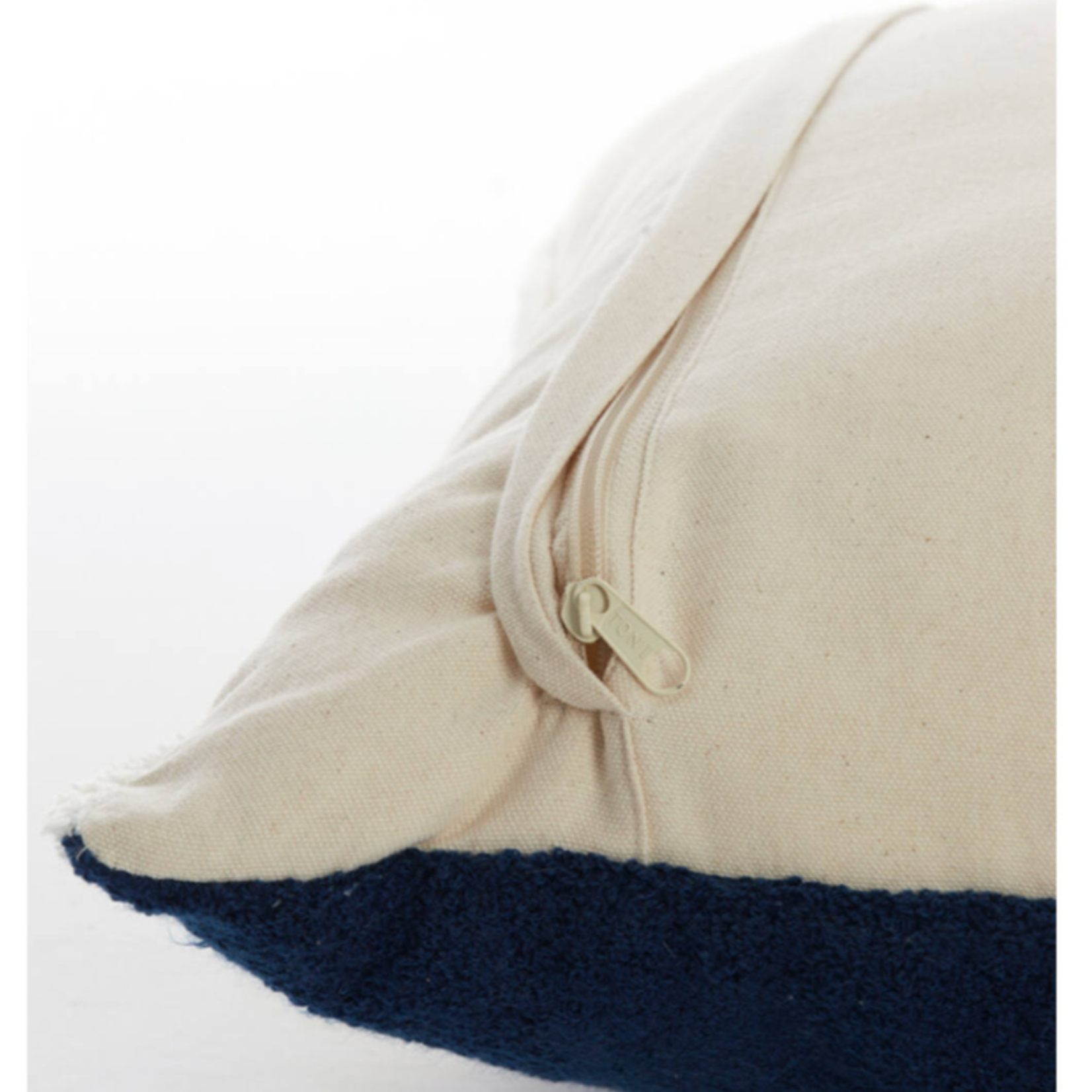 -- Kussen 45x45 cm  blauw+wit structuur