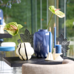 -- Vaas Ø24x34 cm glas blauw-crème