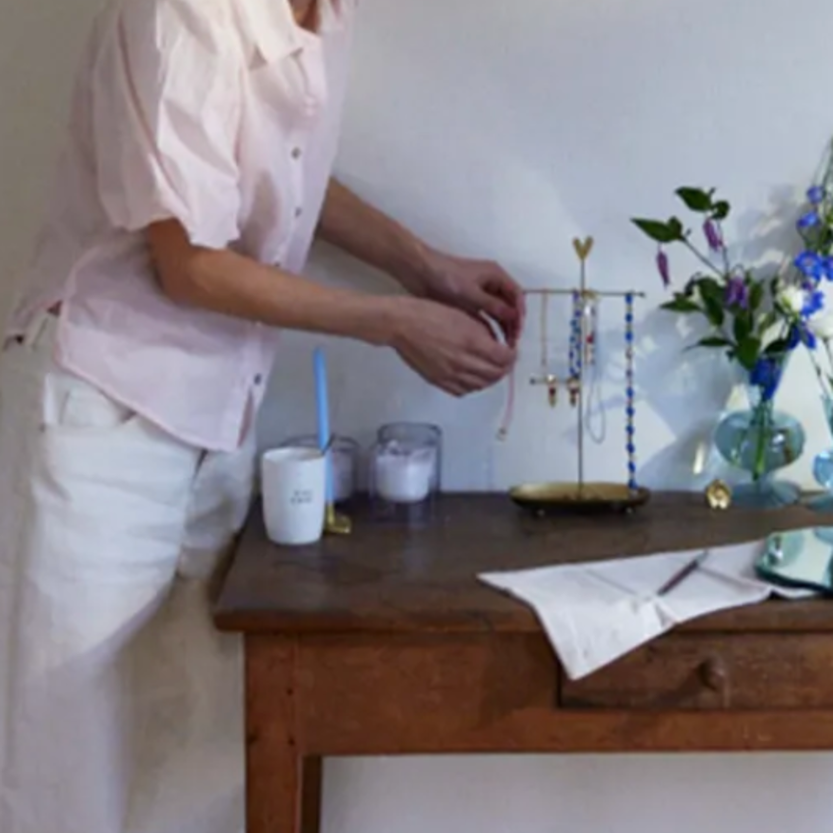 ZUSSS ZUSSS - Blouse met ballon mouw in streep wit/lichtroze