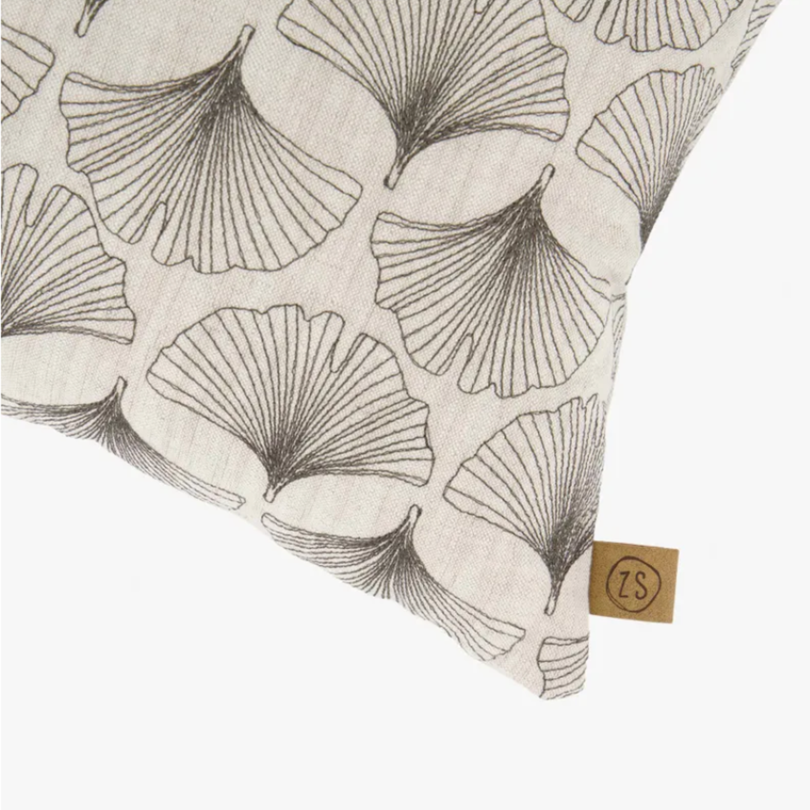 ZUSSS ZUSSS - Kussen ginkgo blad 60x35cm peper en zout/antracietgrijs