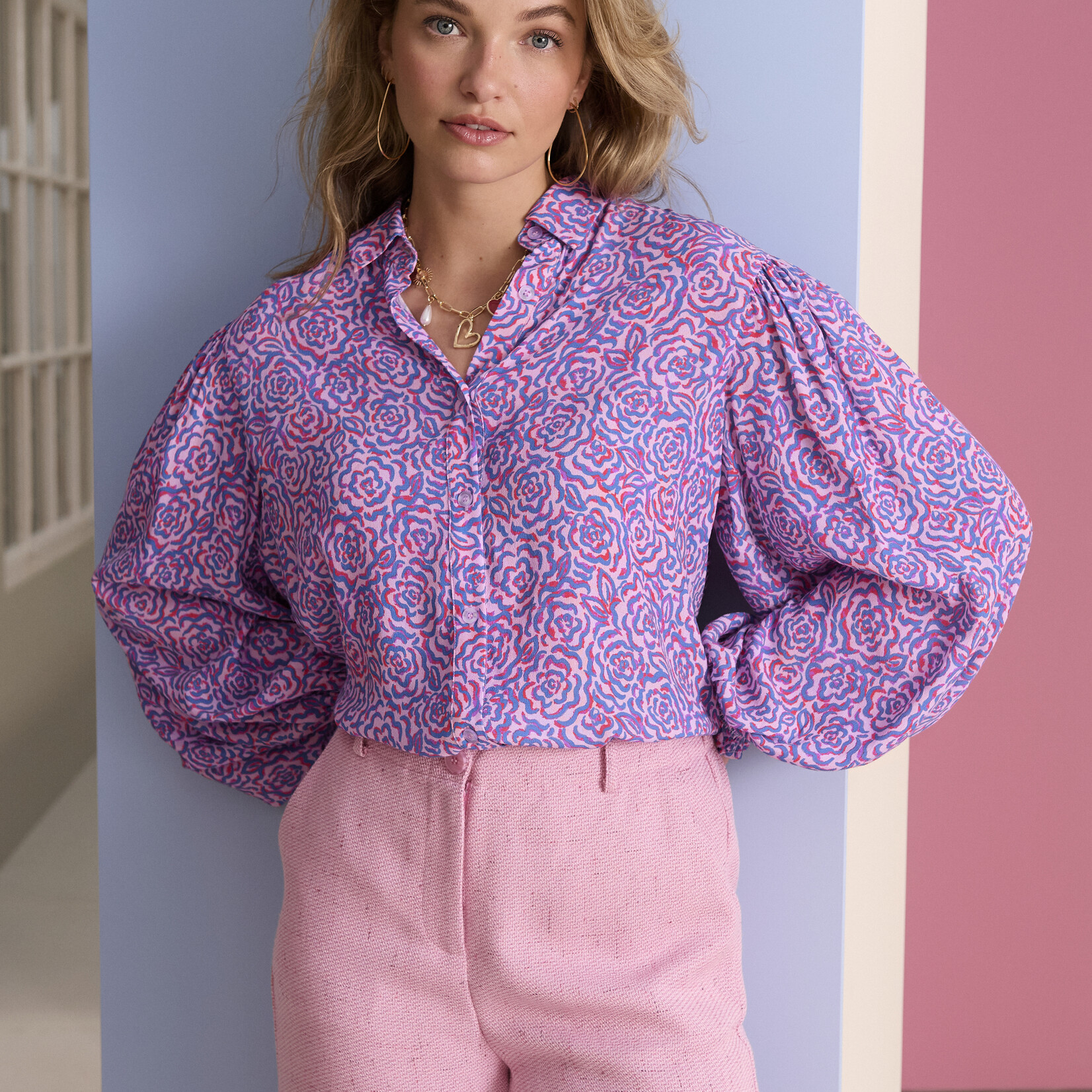 YDENCE YDENCE - Broek Leona pink MAAT XXL