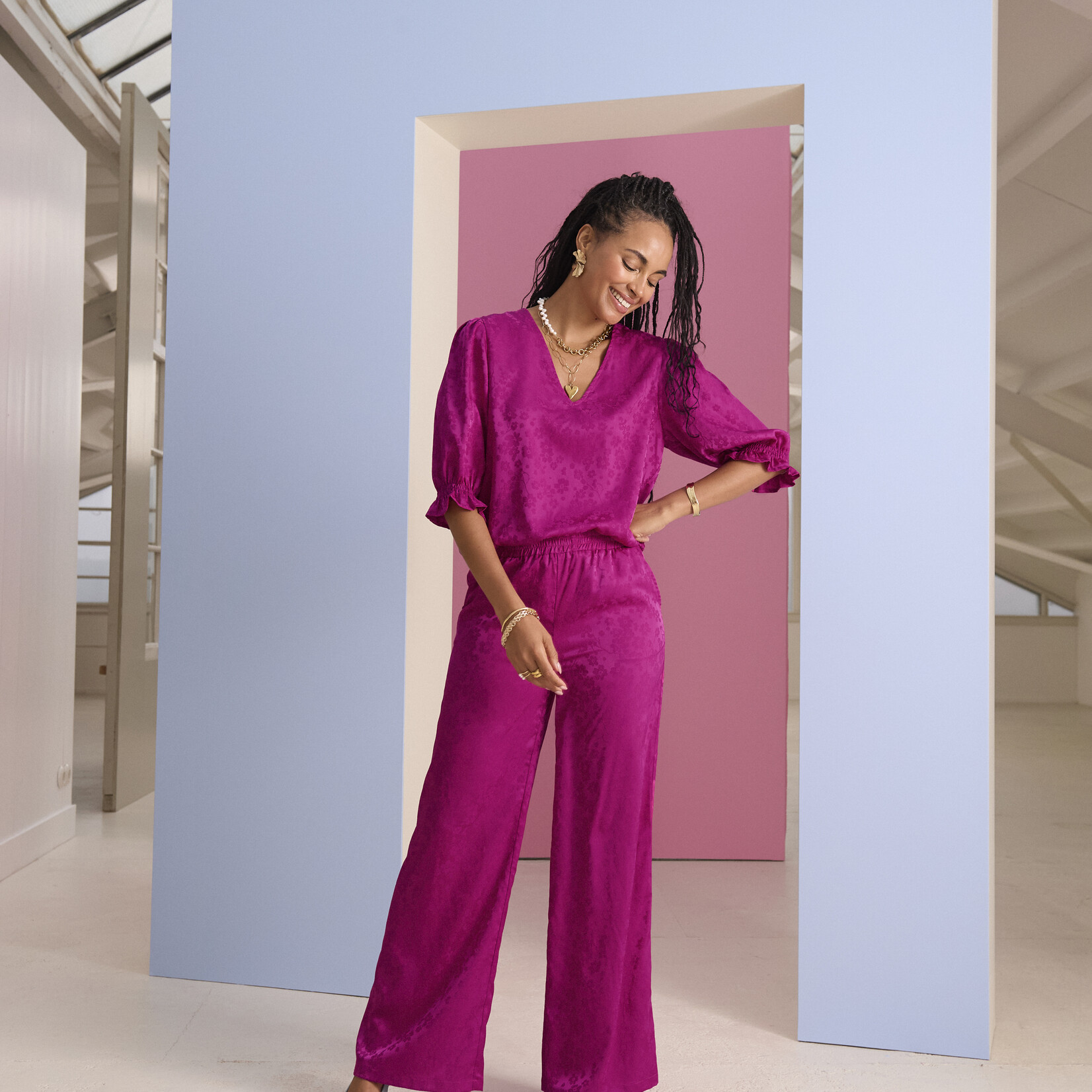 YDENCE YDENCE - Broek Robin fuchsia purple MAAT XS