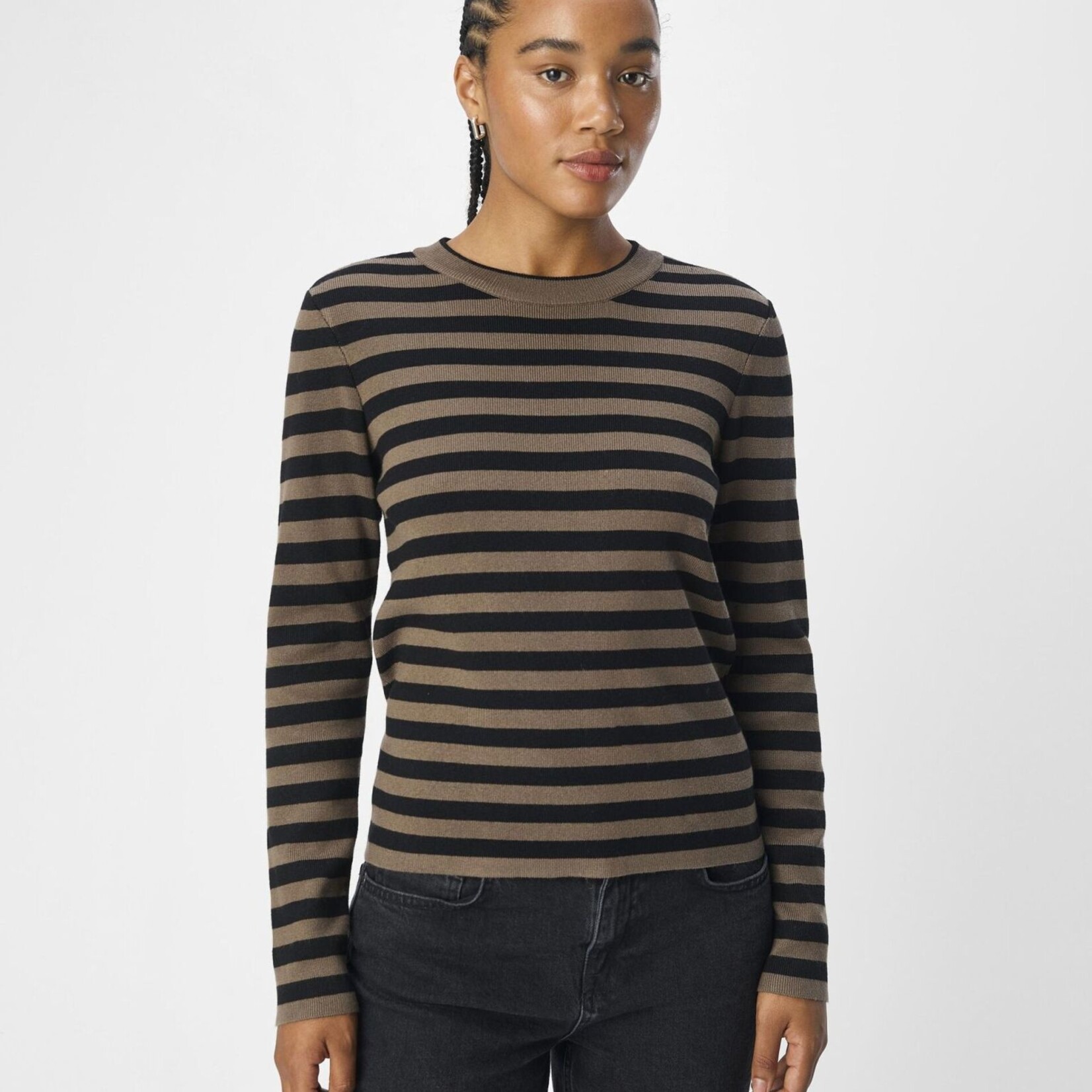 OBJECT OBJECT - Pullover ester gebreid morel/black MAAT S
