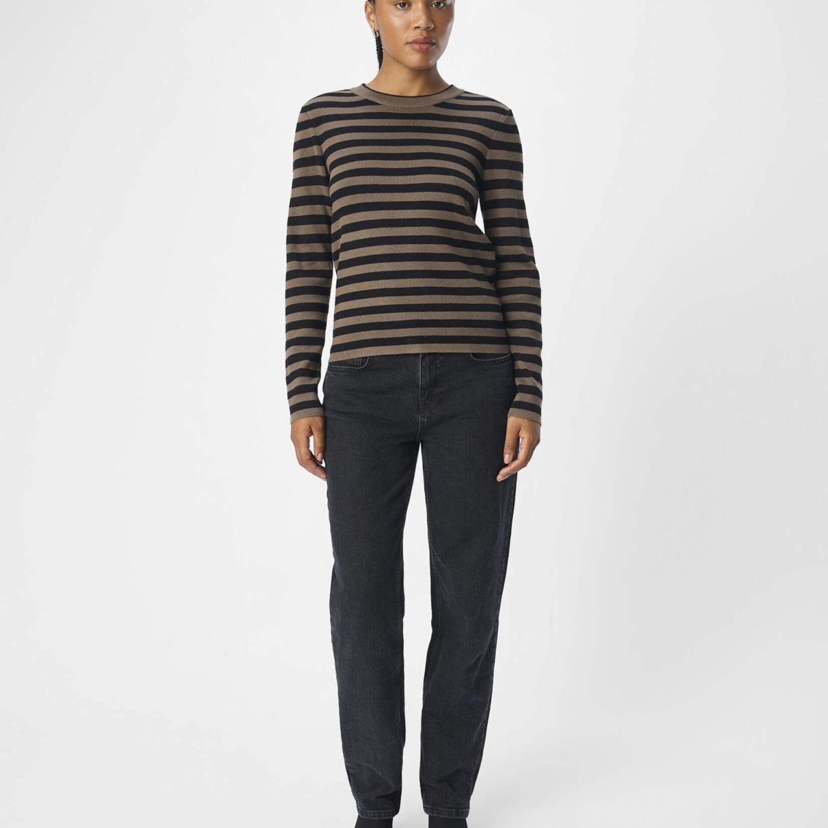 OBJECT OBJECT - Pullover ester gebreid morel/black MAAT S