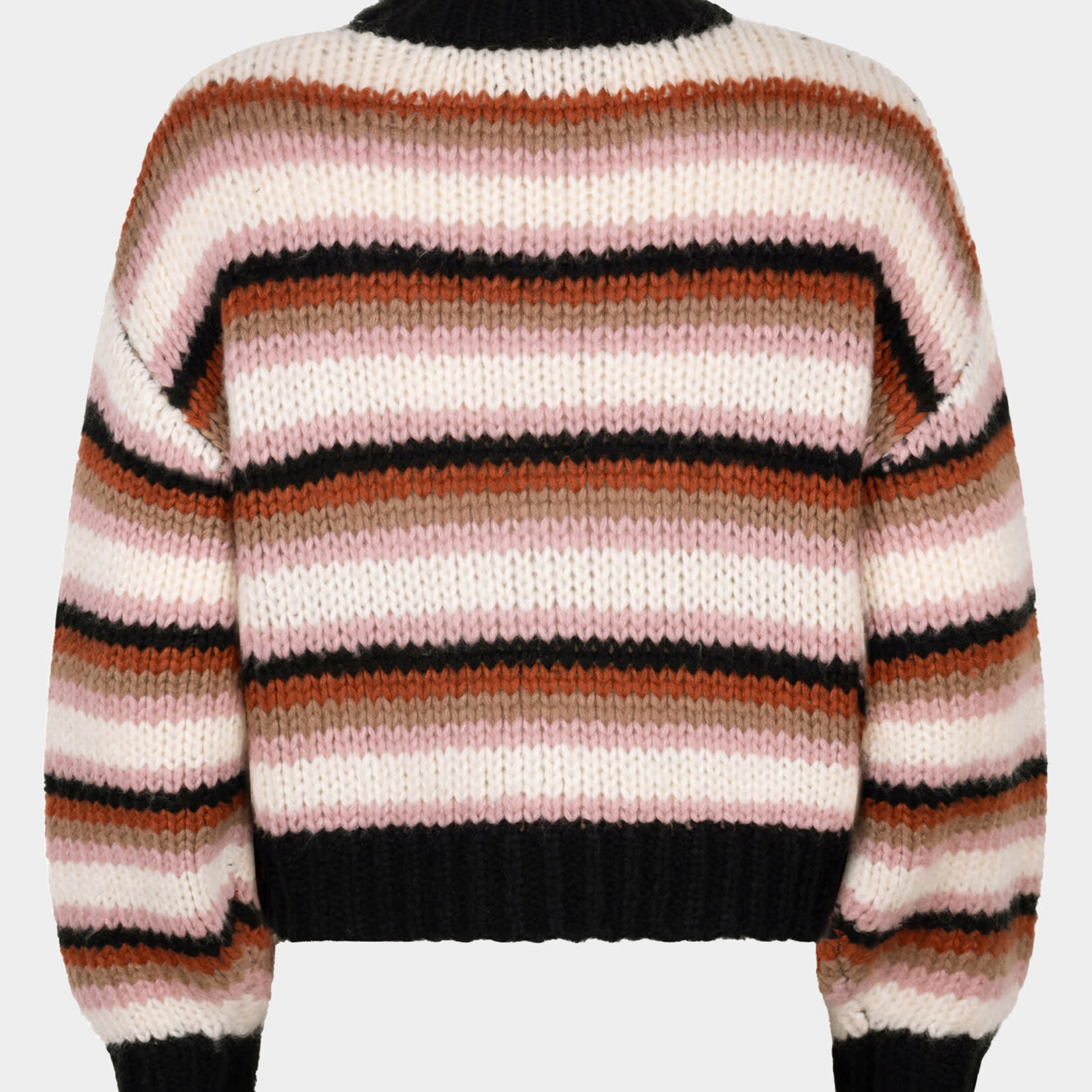 YDENCE YDENCE - Knitted sweater meggie black/camel/ecru MAAT XL