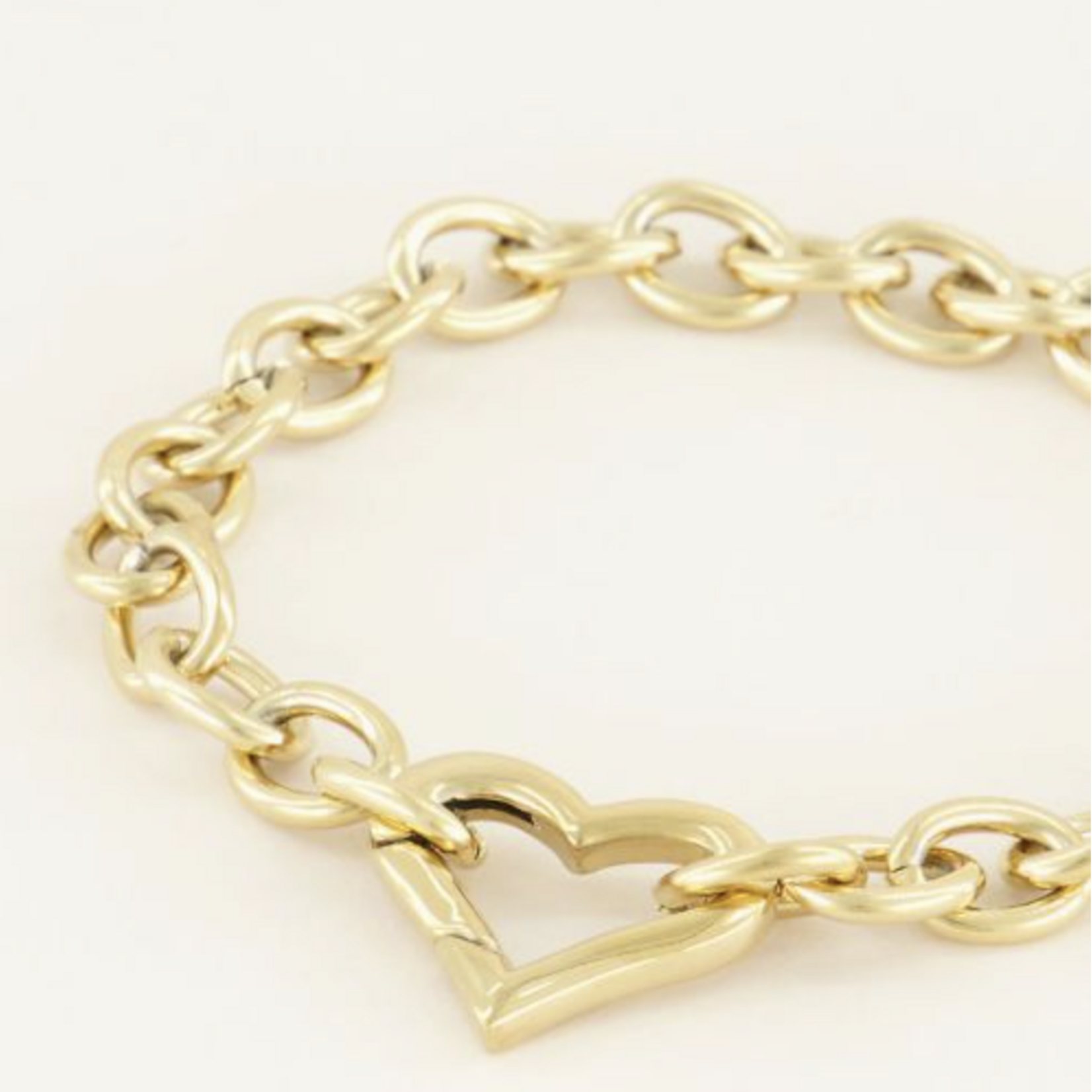 MY JEWELLERY MY JEWELLERY - Schakelarmband met hartjes sluiting goud