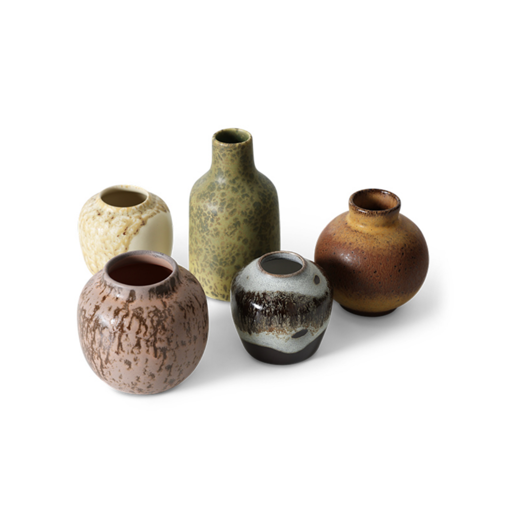 HKLIVING HKLIVING - 70s ceramics: small vases pursuit, set of 5 AVC0003