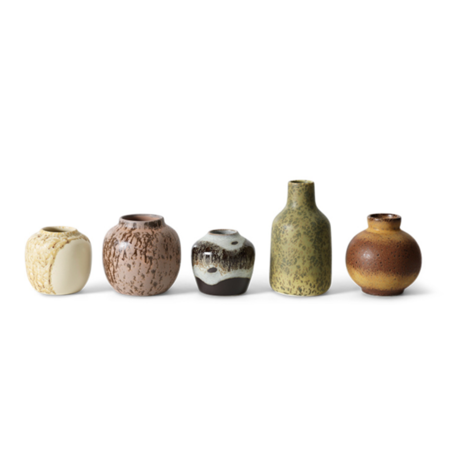HKLIVING HKLIVING - 70s ceramics: small vases pursuit, set of 5 AVC0003
