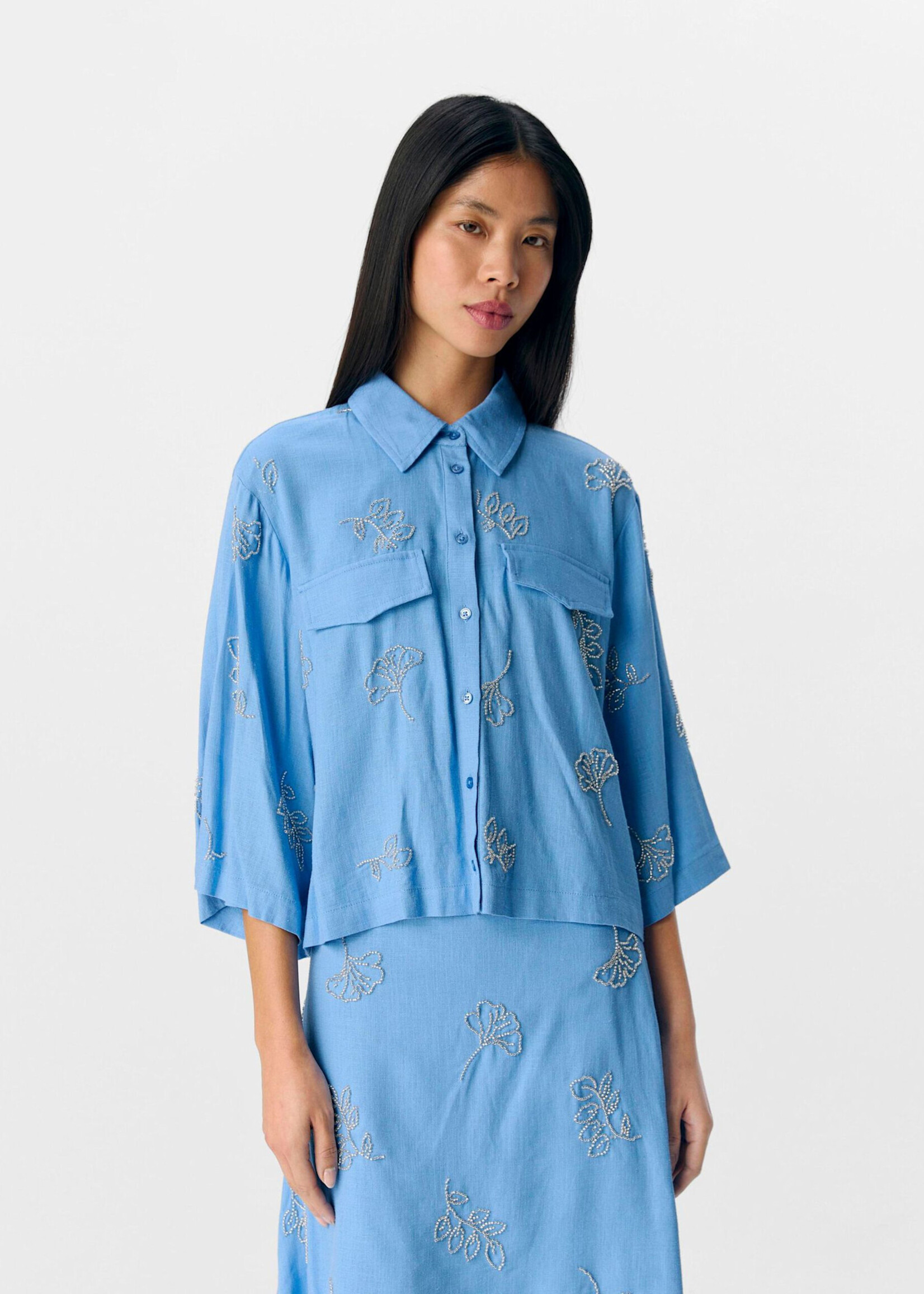 OBJECT OBJECT - Shirt Mika cropped cornflower blue