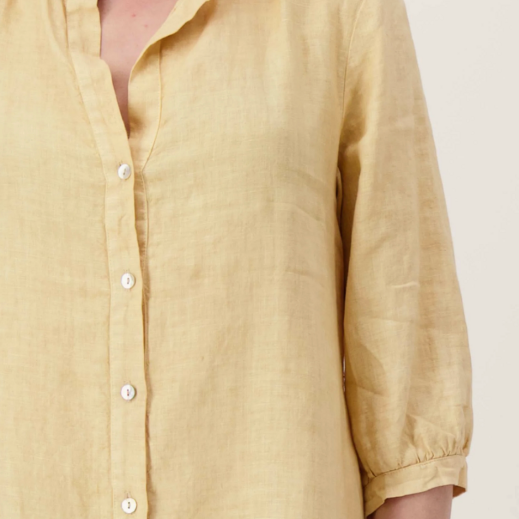 ZUSSS ZUSSS - Lange linnen doorknoop jurk sahara