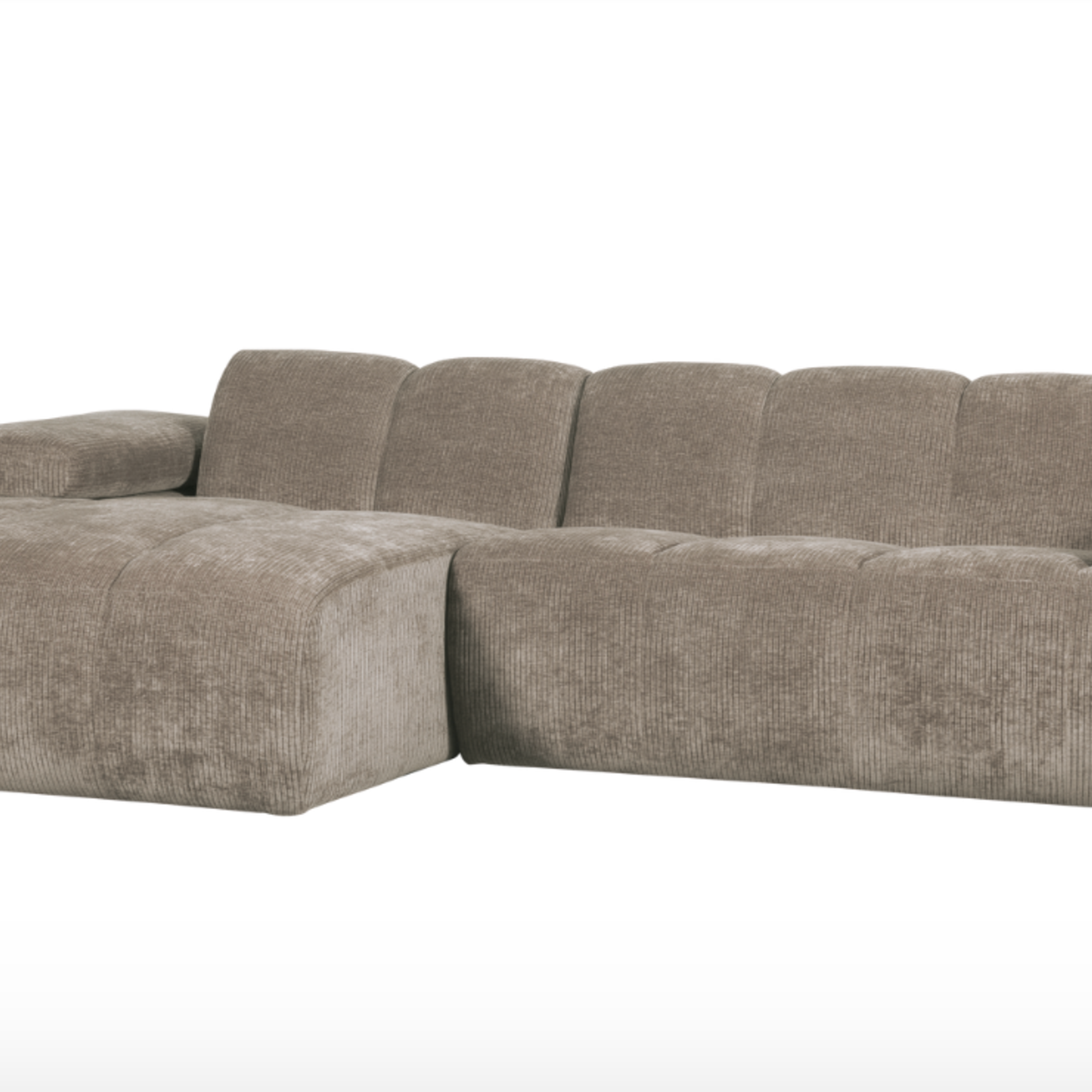 WOOOD EXCLUSIVE WOOOD - MOJO chaise longue links geweven ribstof donkerzand