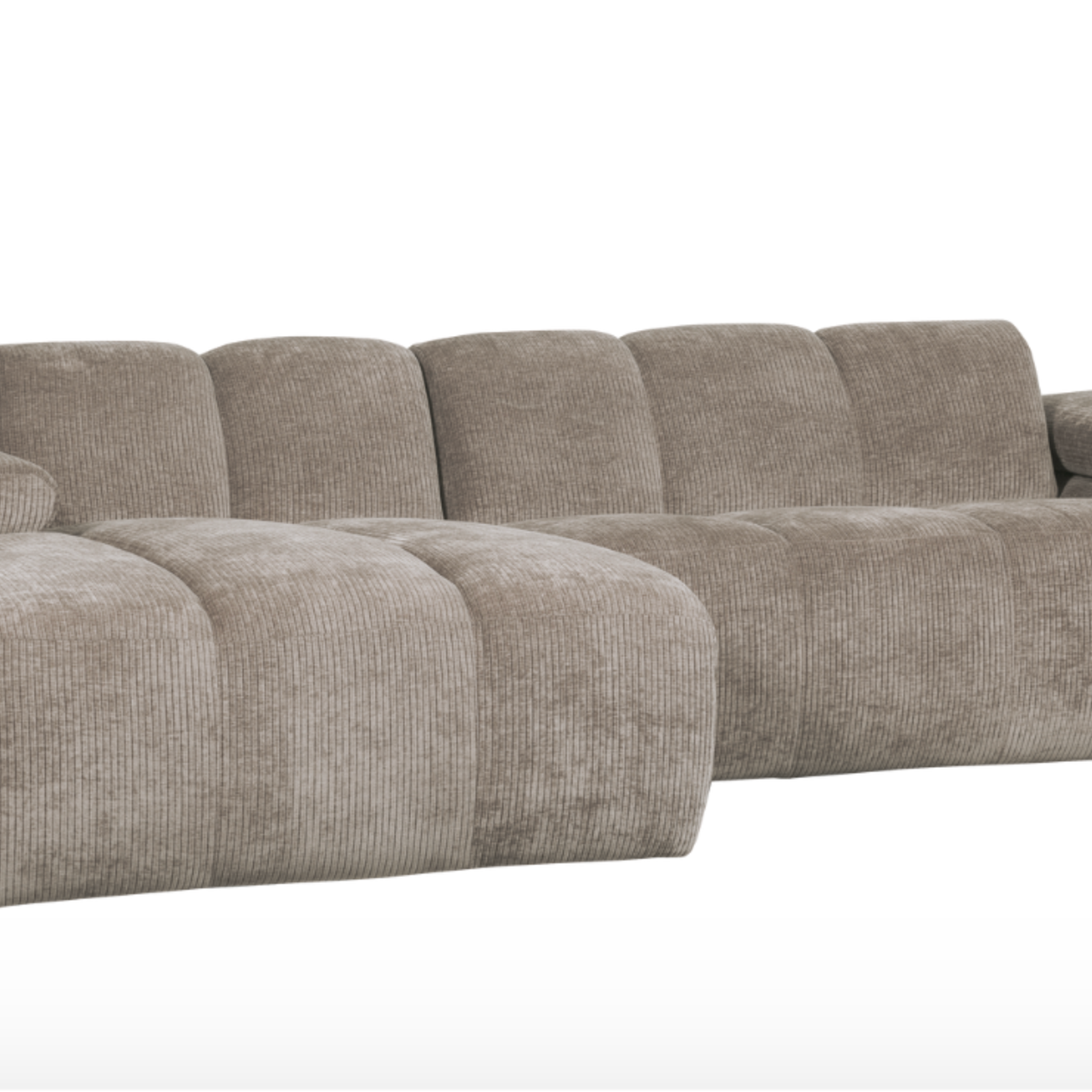 WOOOD EXCLUSIVE WOOOD - MOJO chaise longue links geweven ribstof donkerzand