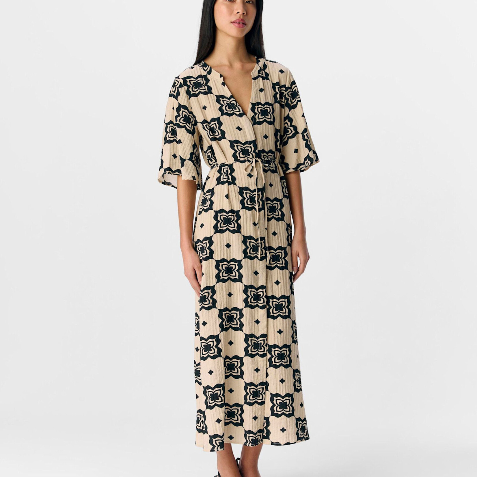 OBJECT OBJECT - Jurk ella sandshell/black