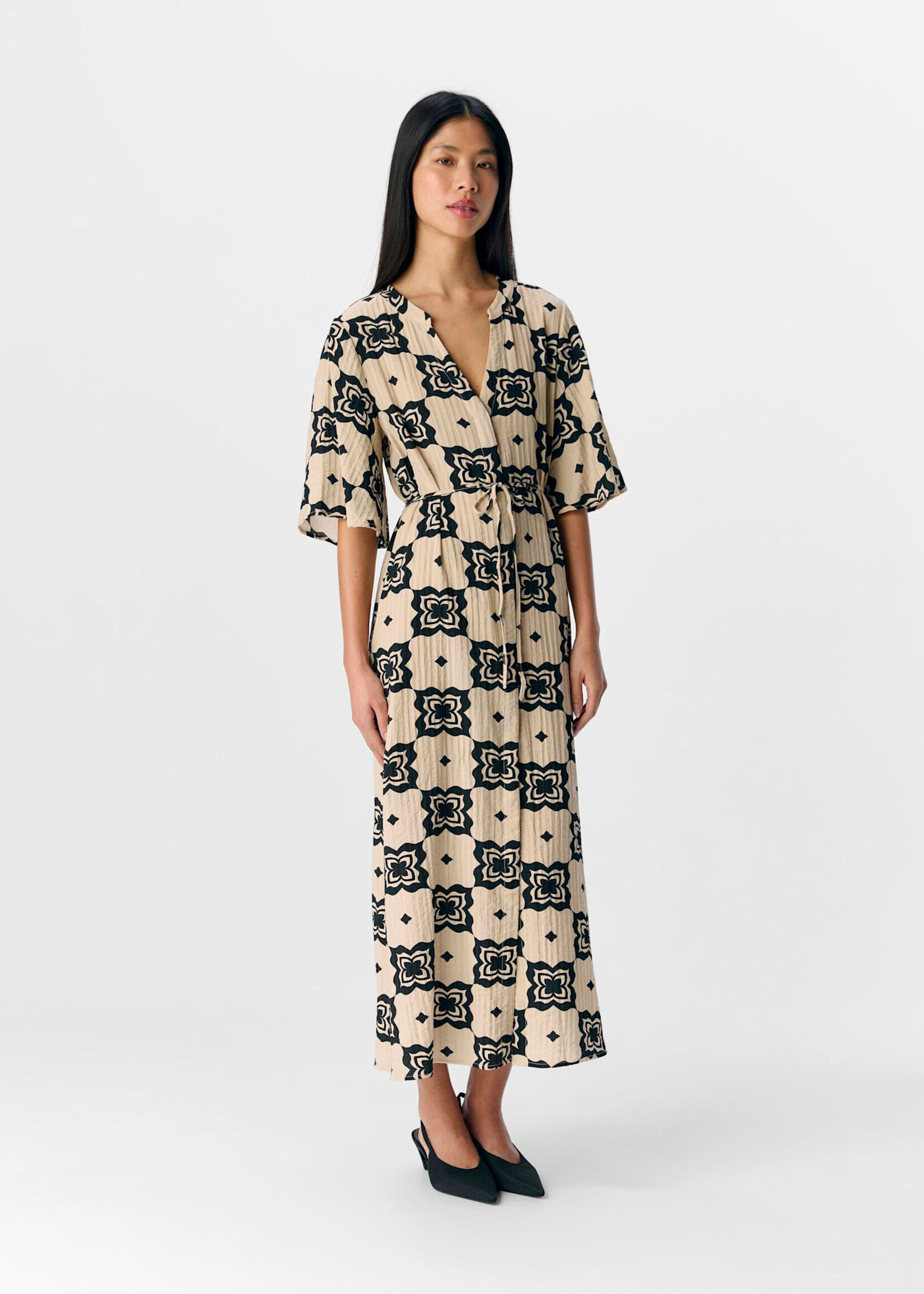 OBJECT OBJECT - Jurk ella sandshell/black