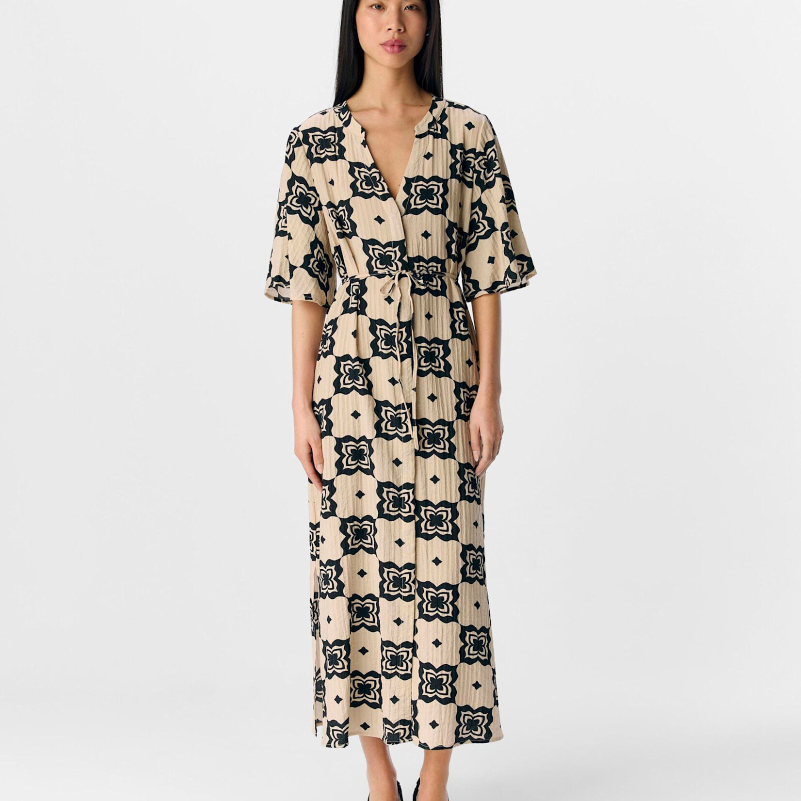 OBJECT OBJECT - Jurk ella sandshell/black