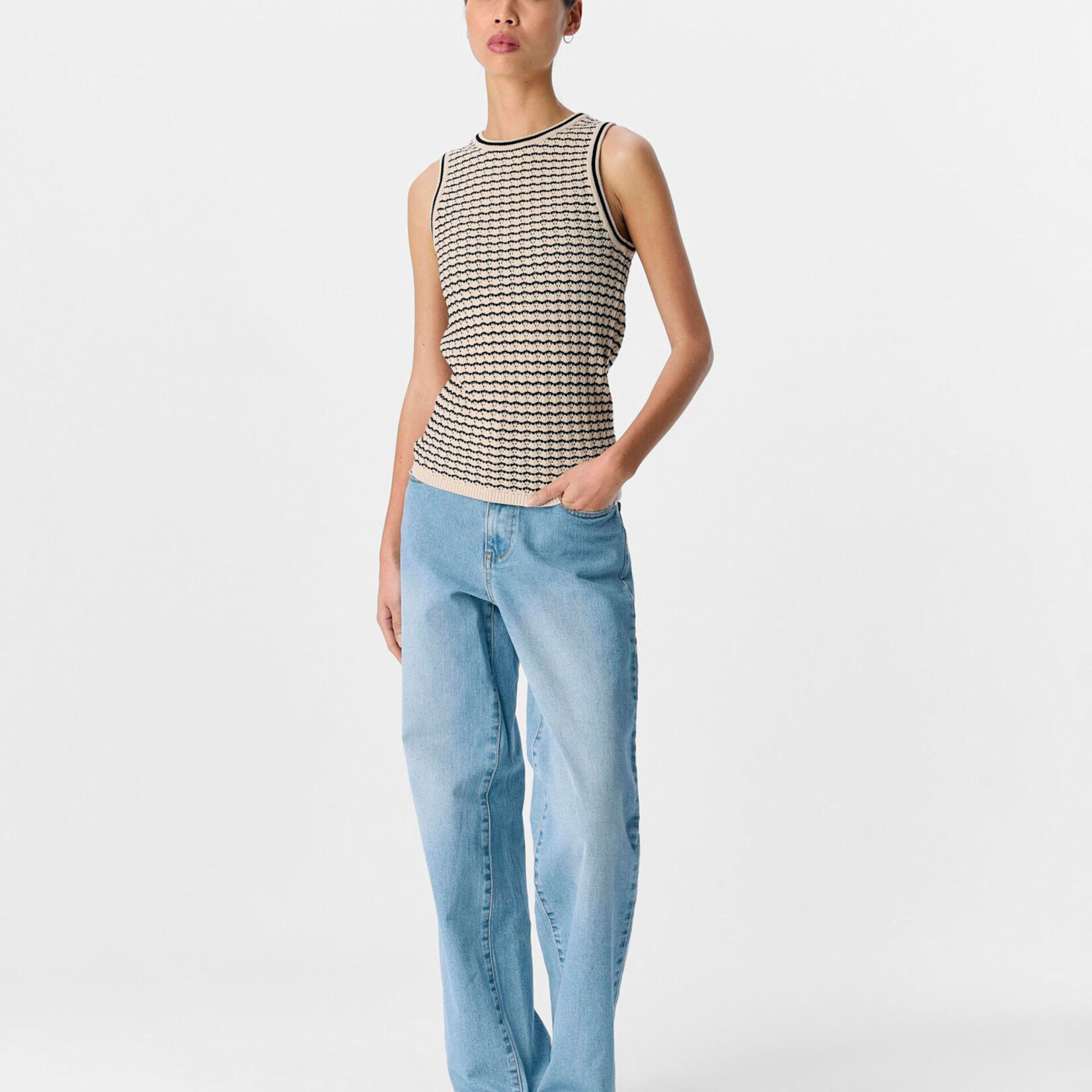 OBJECT OBJECT -  Tank top ester pattern sandshell/black MAAT XS