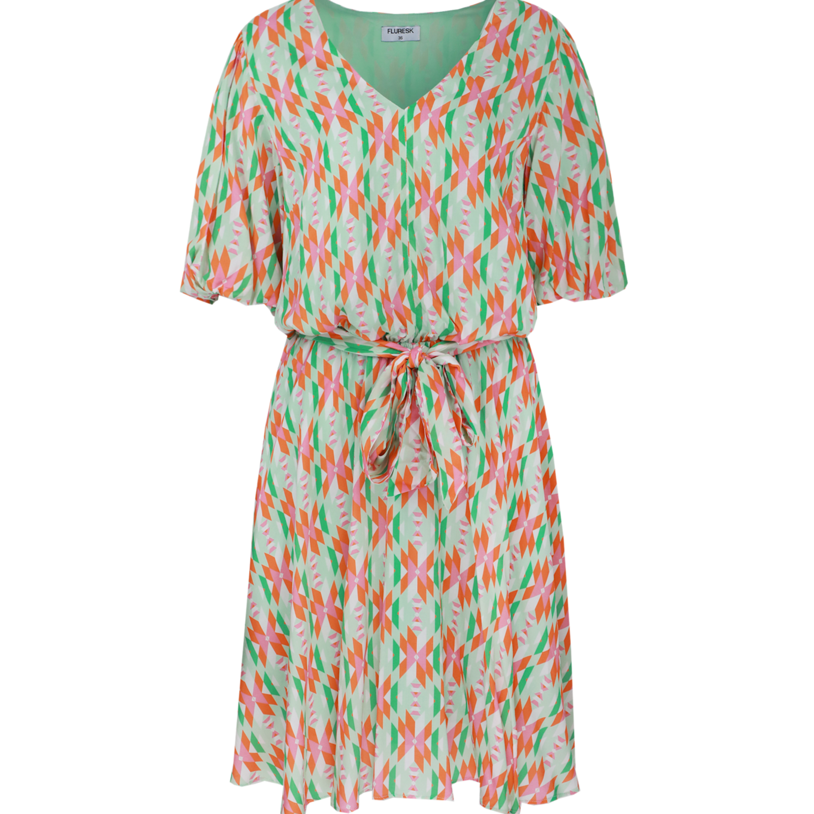 FLURESK FLURESK - Jurk Lysa offwhite/edge water green