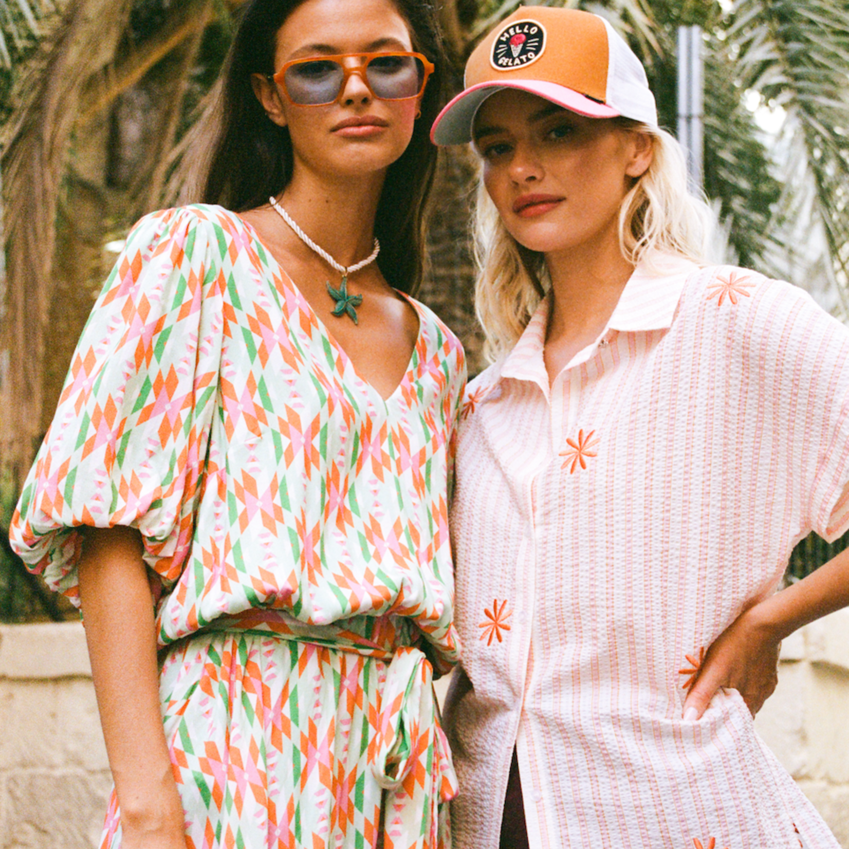 FLURESK FLURESK - Jurk Lysa offwhite/edge water green