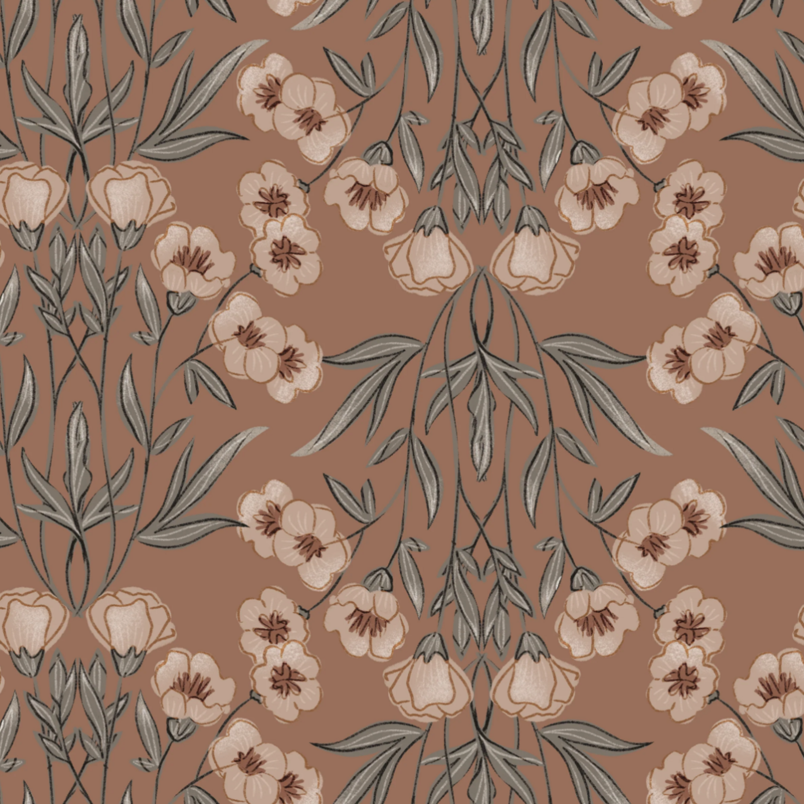 BUBBLE & BLEND BUBBLE & BLEND - Vaatdoek per stuk Mocha Floral