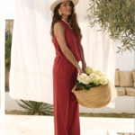 YDENCE YDENCE - Broek Marielle Stone red MAAT XXL