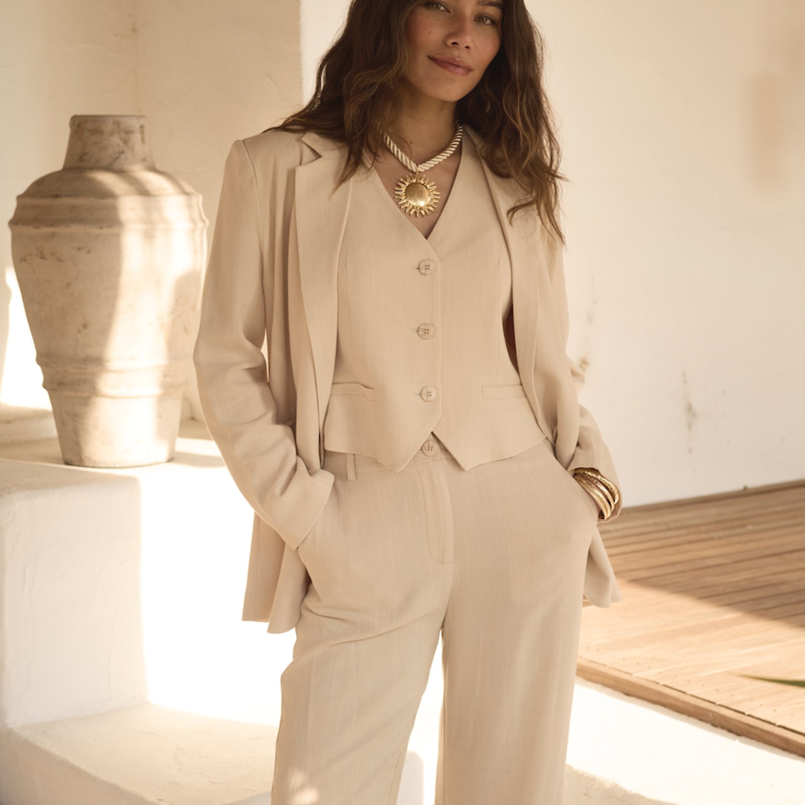 YDENCE YDENCE - Broek Nikki beige