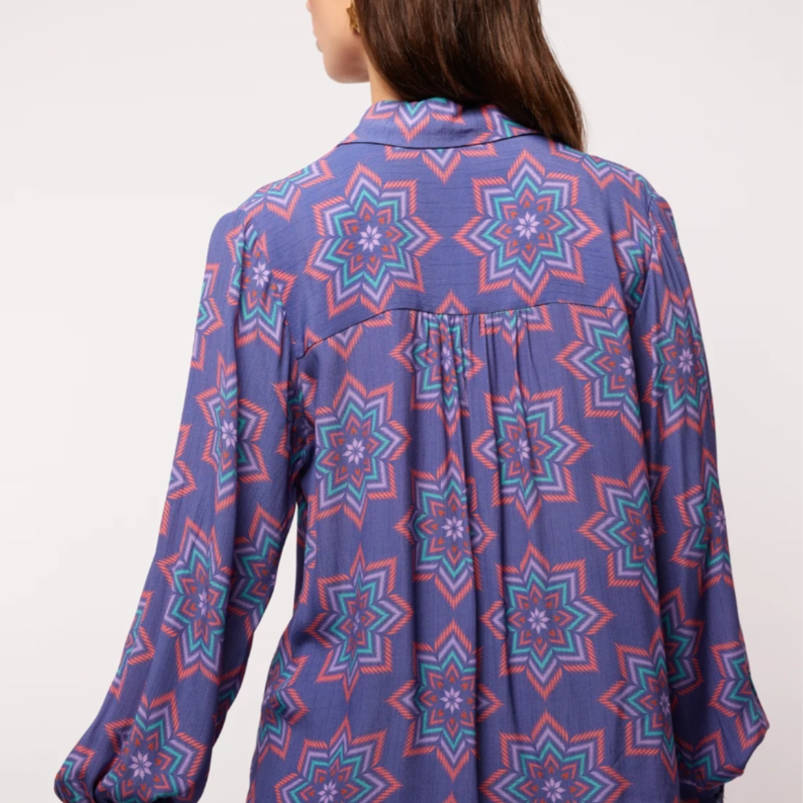 FLURESK FLURESK - Blouse Cassie Skipper Blue/sunkissed coral