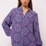 FLURESK FLURESK - Blouse Cassie Skipper Blue/sunkissed coral
