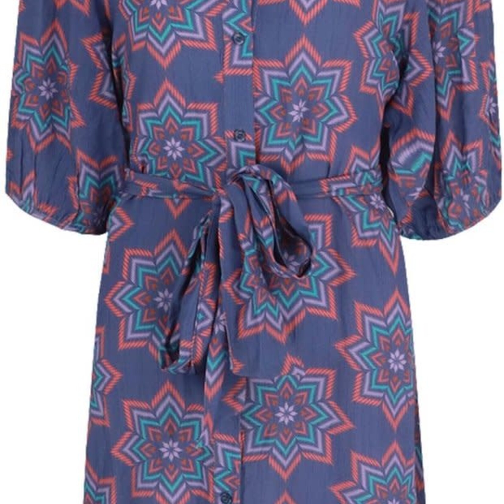 FLURESK FLURESK - Jurk Lysa skipper blue/ sunkissed coral MAAT 34