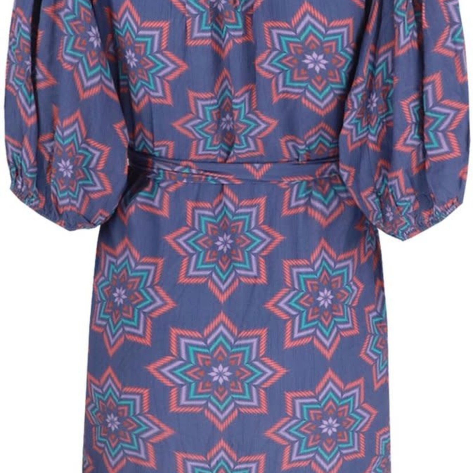 FLURESK FLURESK - Jurk Lysa skipper blue/ sunkissed coral MAAT 34