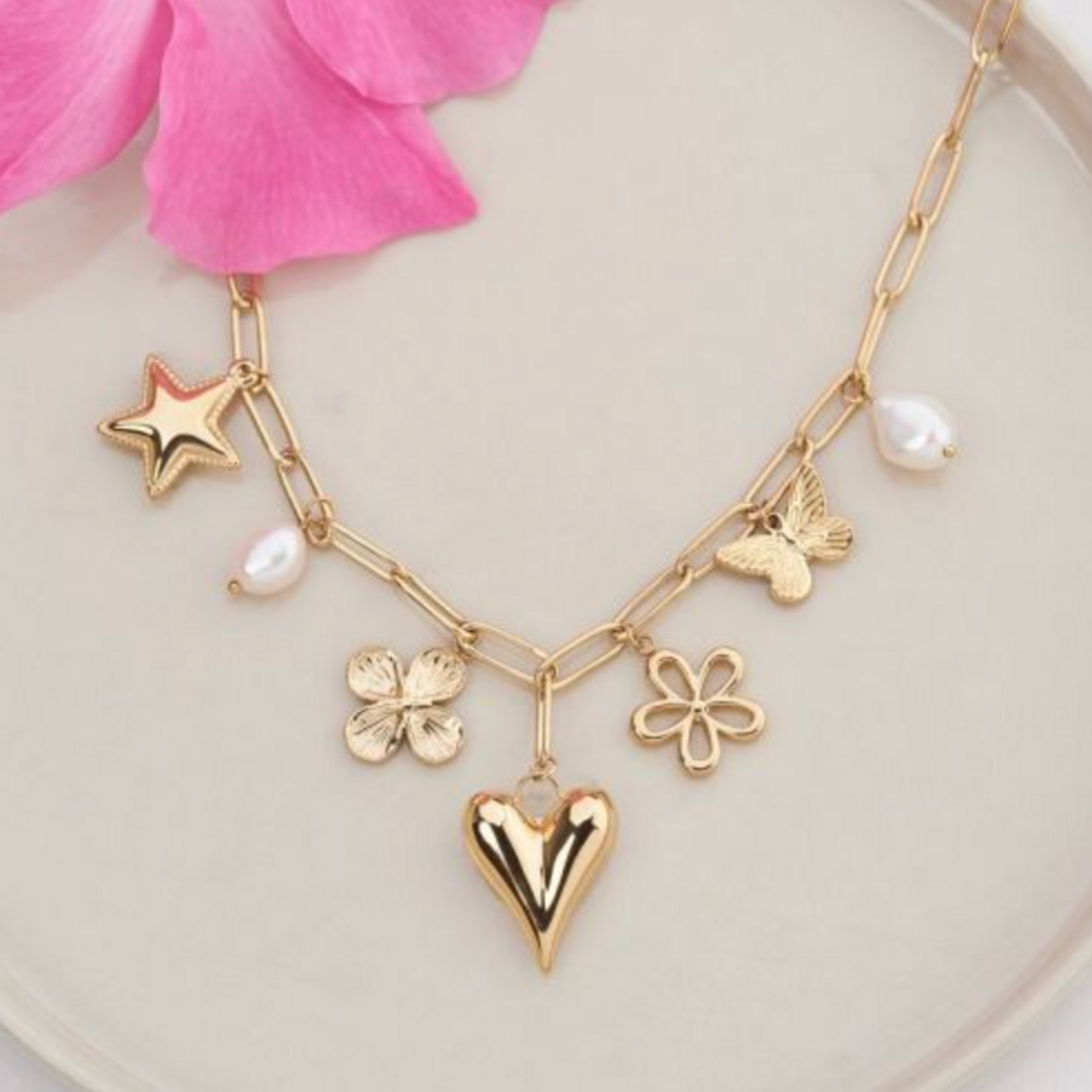 MY JEWELLERY MY JEWELLERY - Schakelketting met multi bedels goud