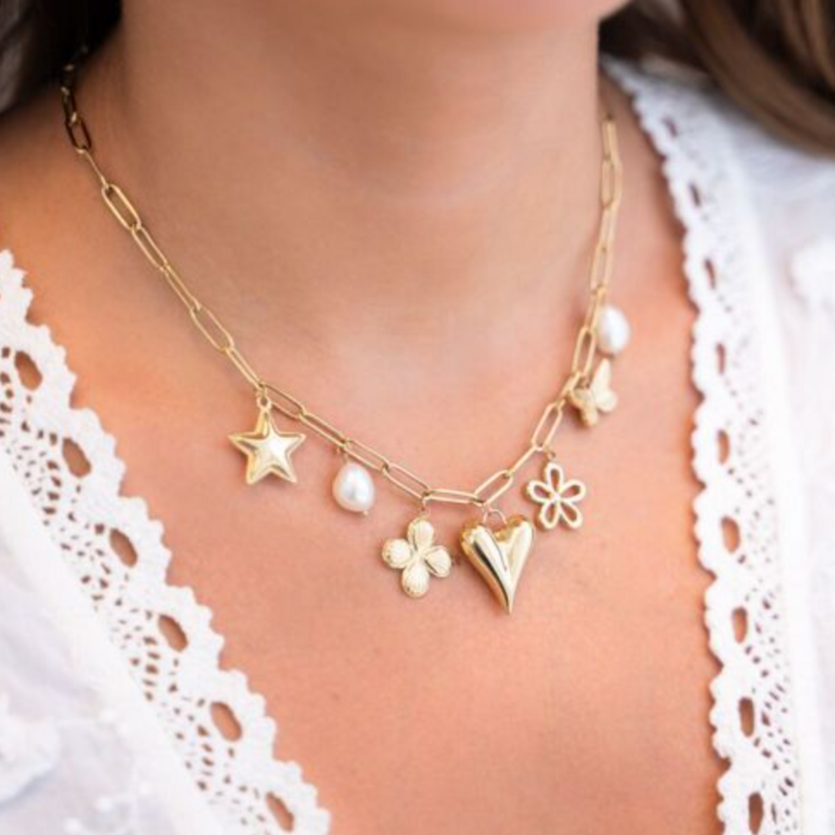 MY JEWELLERY MY JEWELLERY - Schakelketting met multi bedels goud