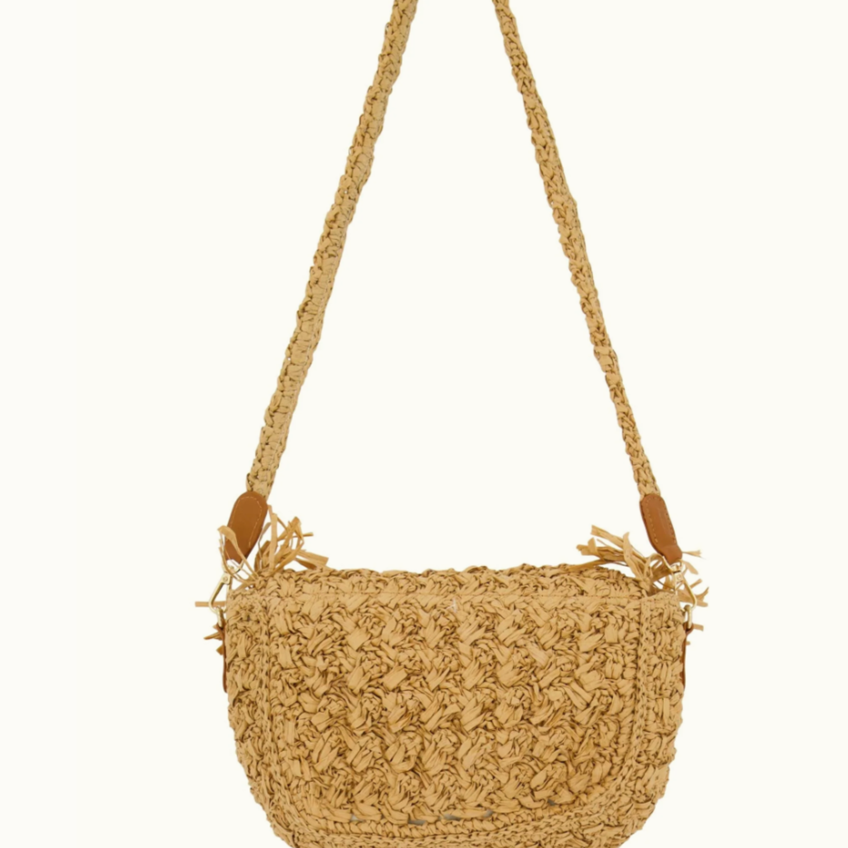 ZUSSS ZUSSS - Raffia schoudertas met fringe