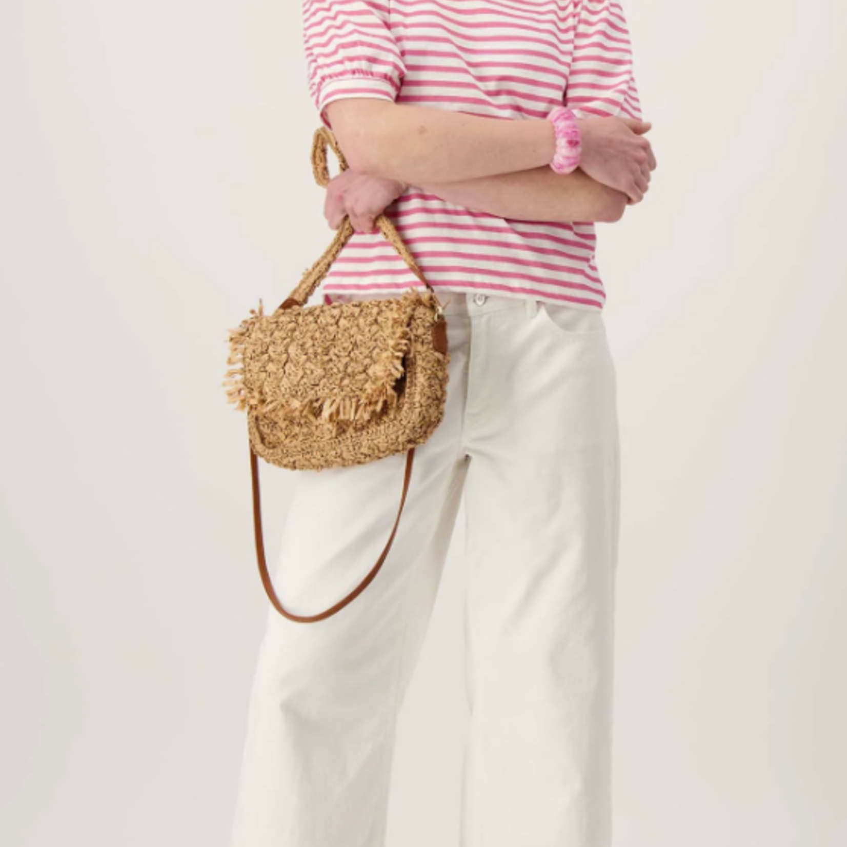 ZUSSS ZUSSS - Raffia schoudertas met fringe