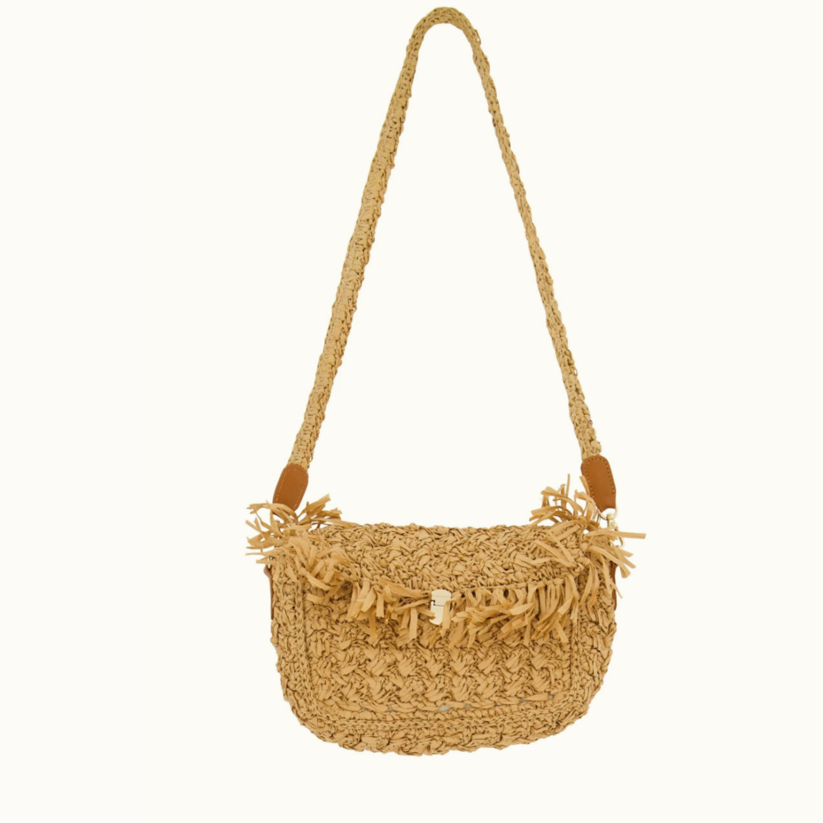 ZUSSS ZUSSS - Raffia schoudertas met fringe