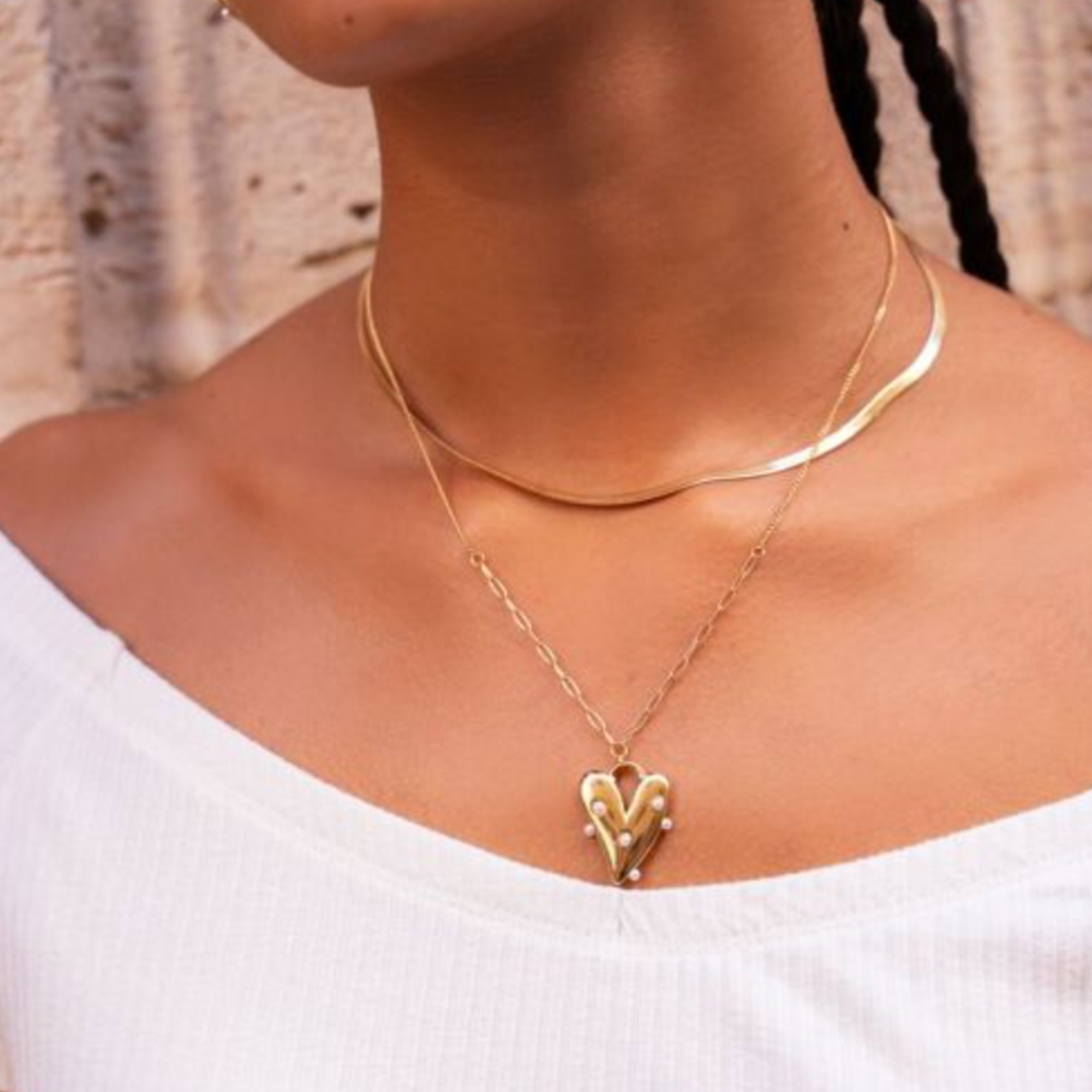 MY JEWELLERY MY JEWELLERY - Ketting met groot hart en imitatieparels zilver