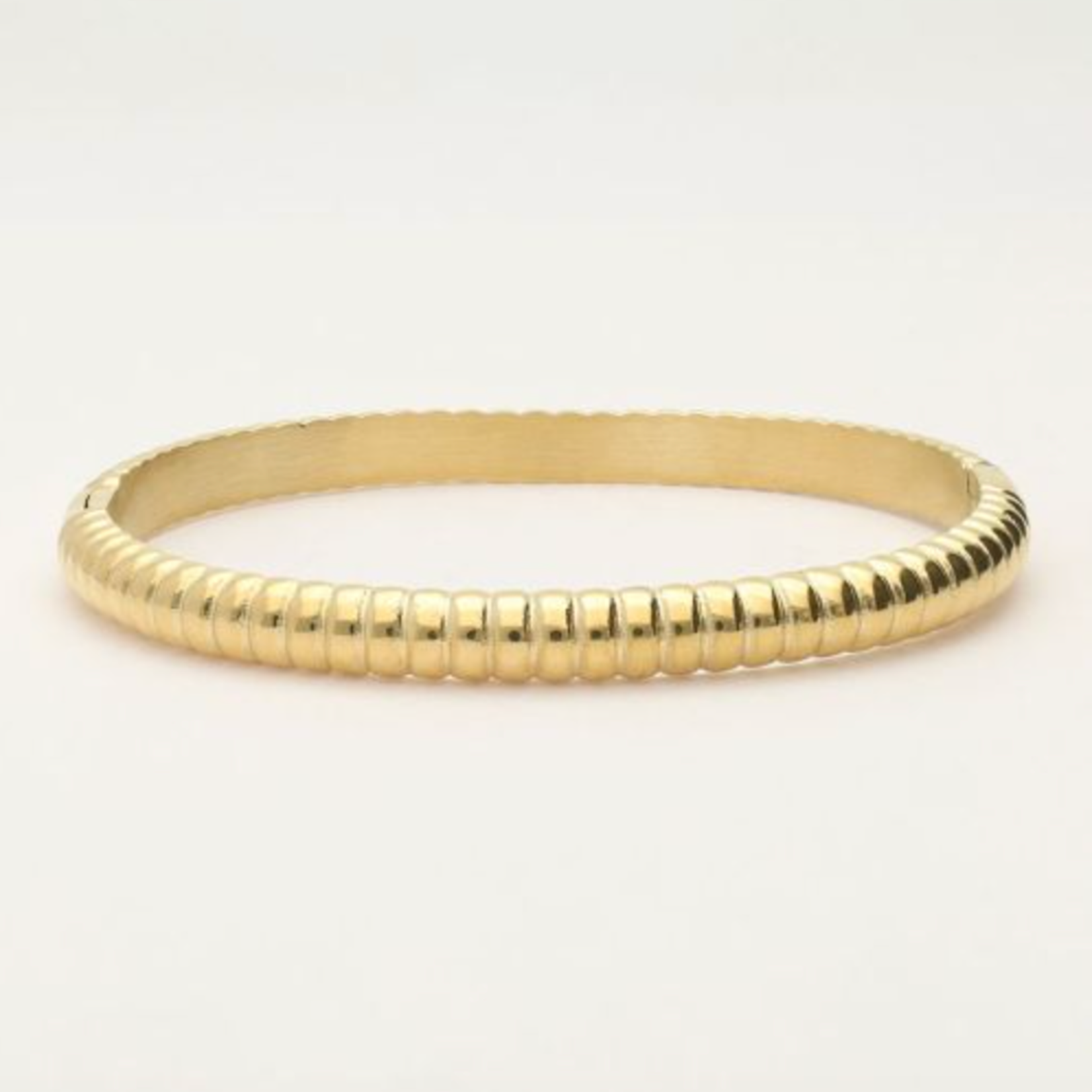MY JEWELLERY MY JEWELLERY - Bold rechthoekige bangle met ribbels goud