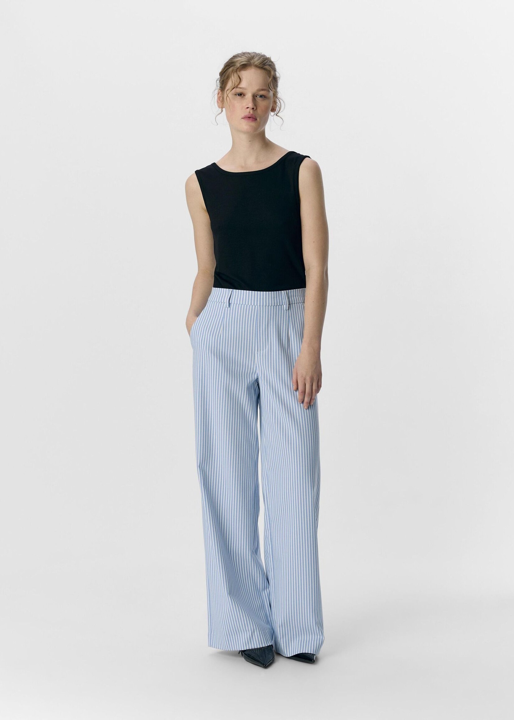 OBJECT OBJECT - Broek Lisa wide cloud dancer/ cornflower