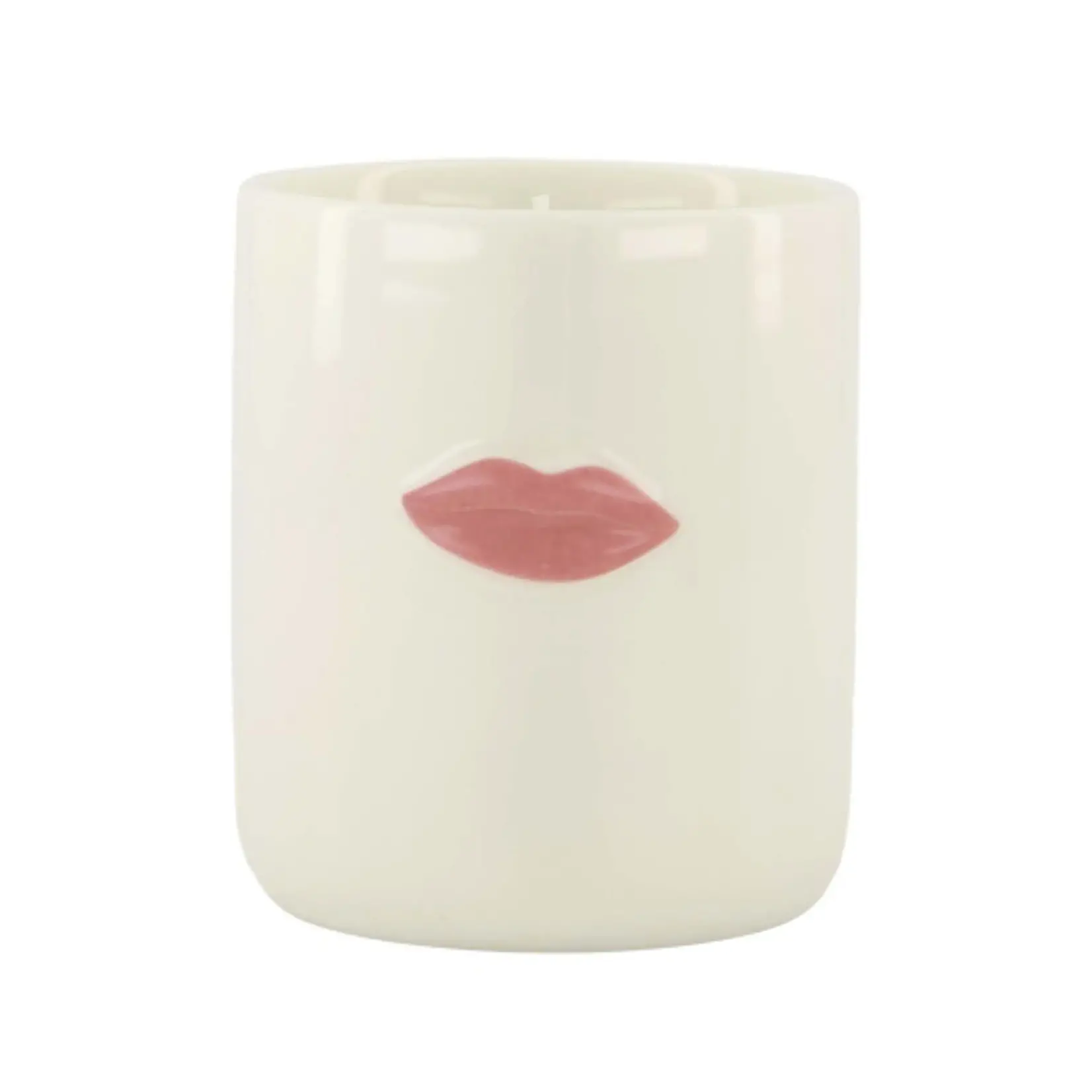 ZUSSS ZUSSS - Geurkaars keramiek 8x9 cm wit/rood Dikke kus