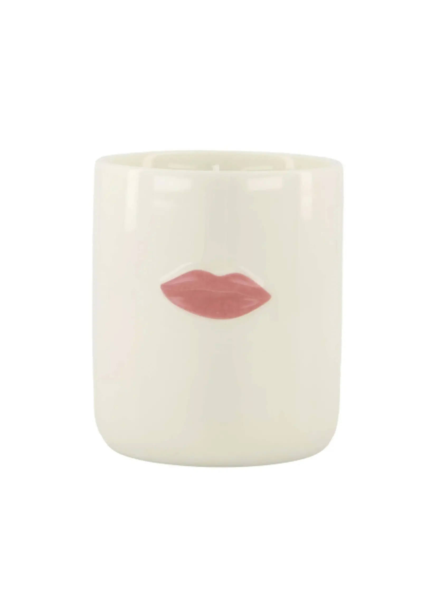 ZUSSS ZUSSS - Geurkaars keramiek 8x9 cm wit/rood Dikke kus