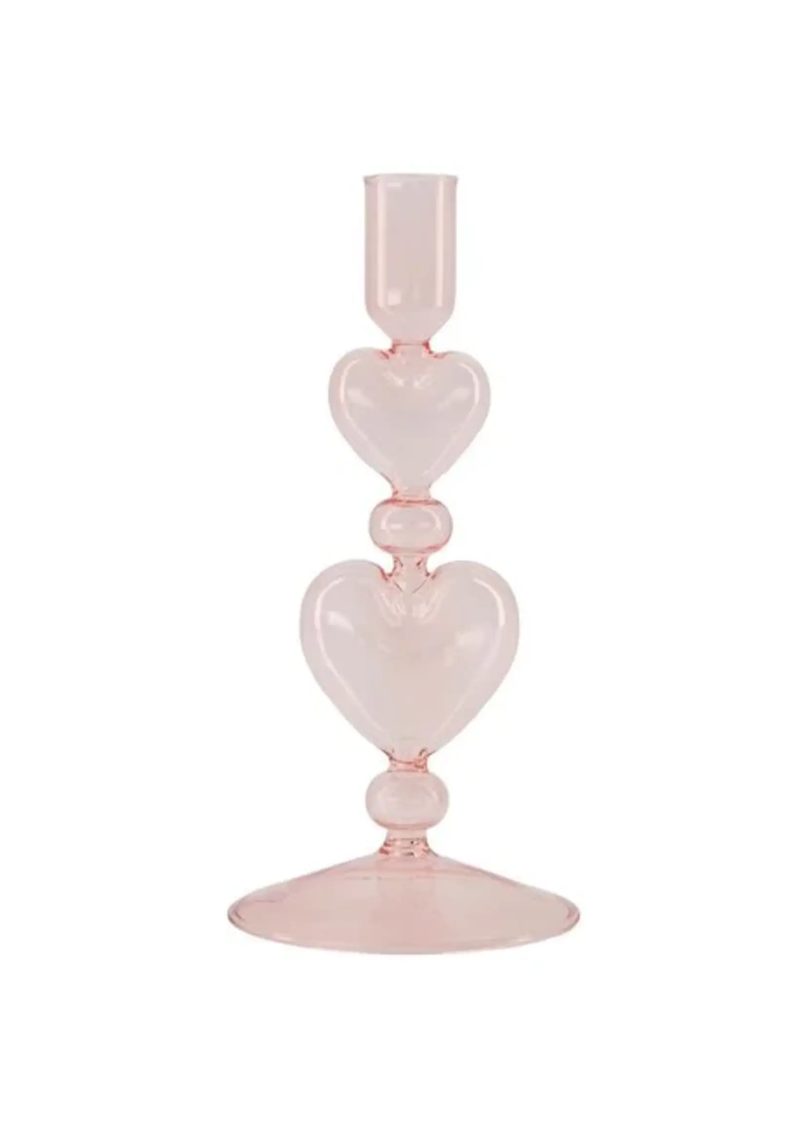 ZUSSS ZUSSS - Kandelaar glas hartjes roze/rood