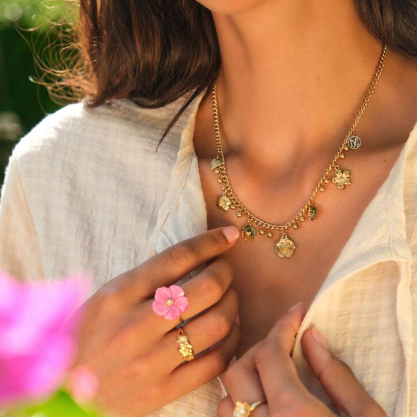 MY JEWELLERY MY JEWELLERY  - Ketting Botanical met candy bloemen goud